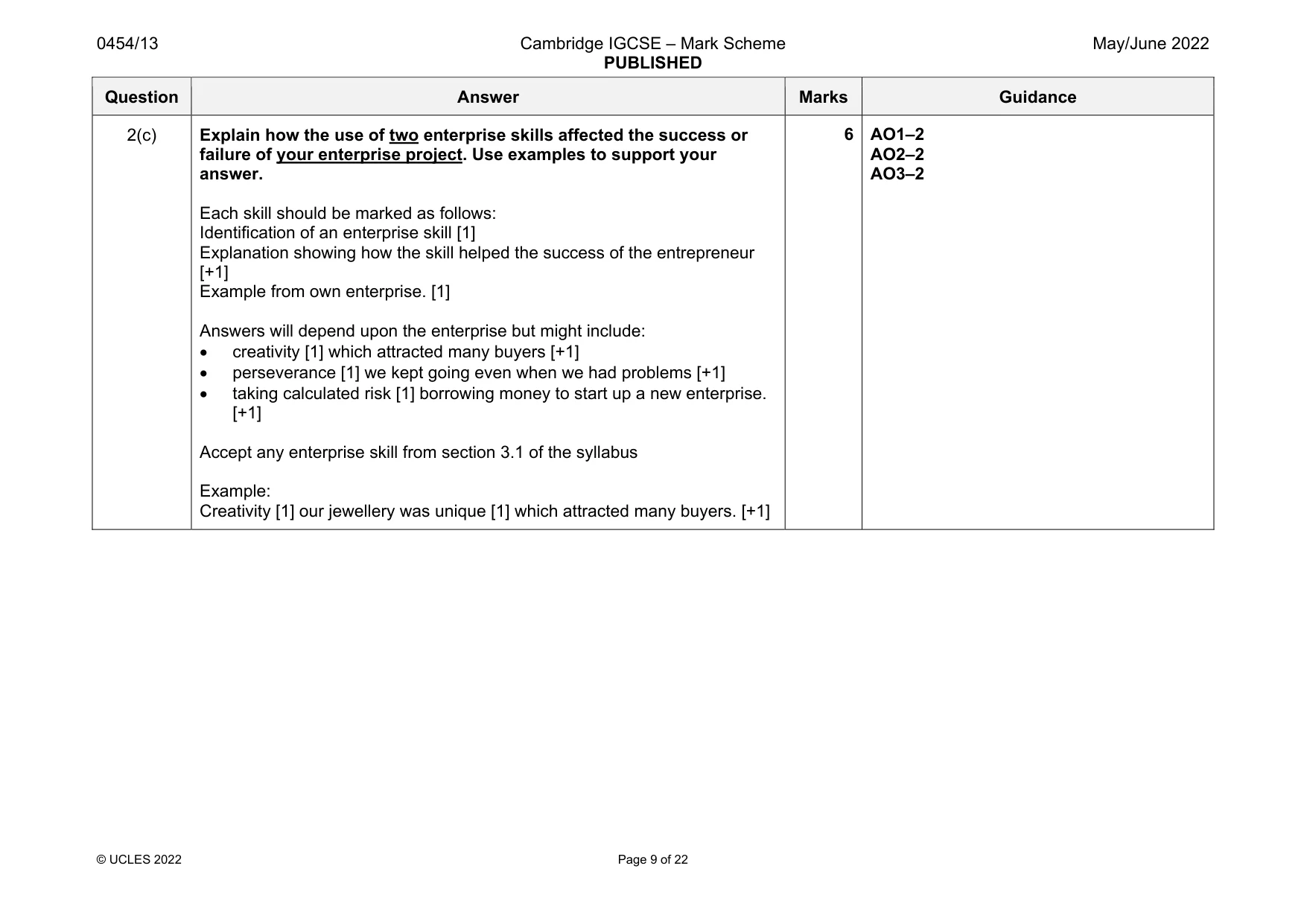 Mark scheme, page 9 of 22