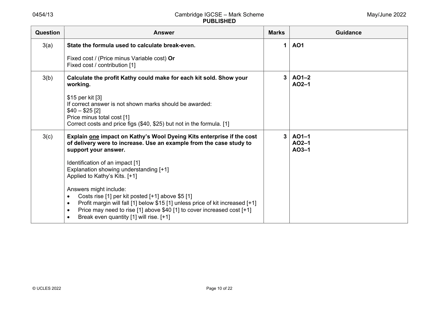 Mark scheme, page 10 of 22