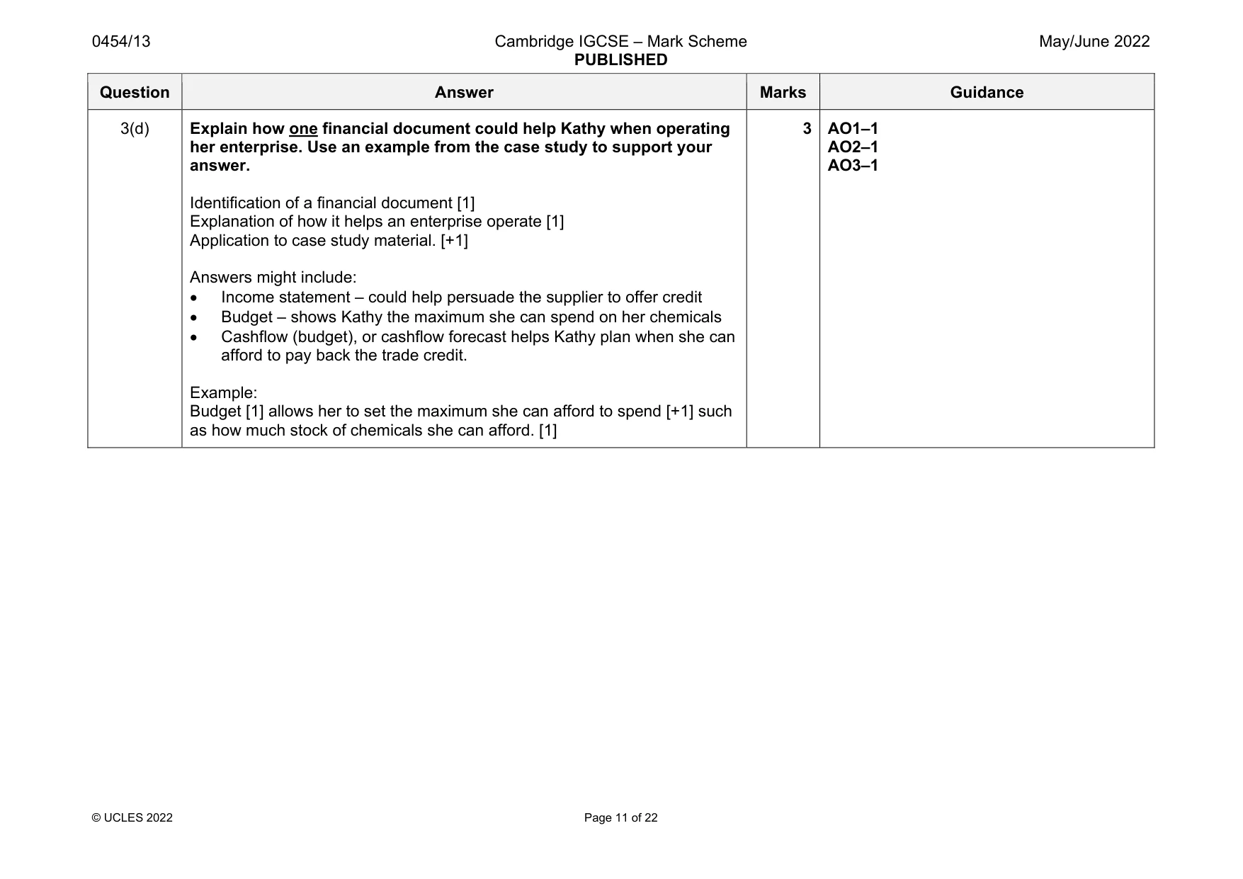 Mark scheme, page 11 of 22