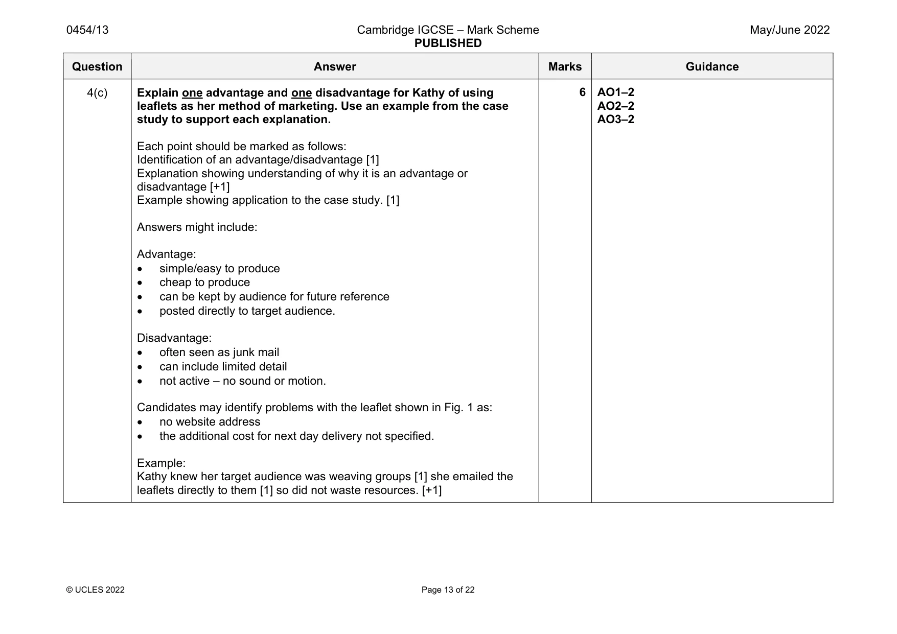 Mark scheme, page 13 of 22