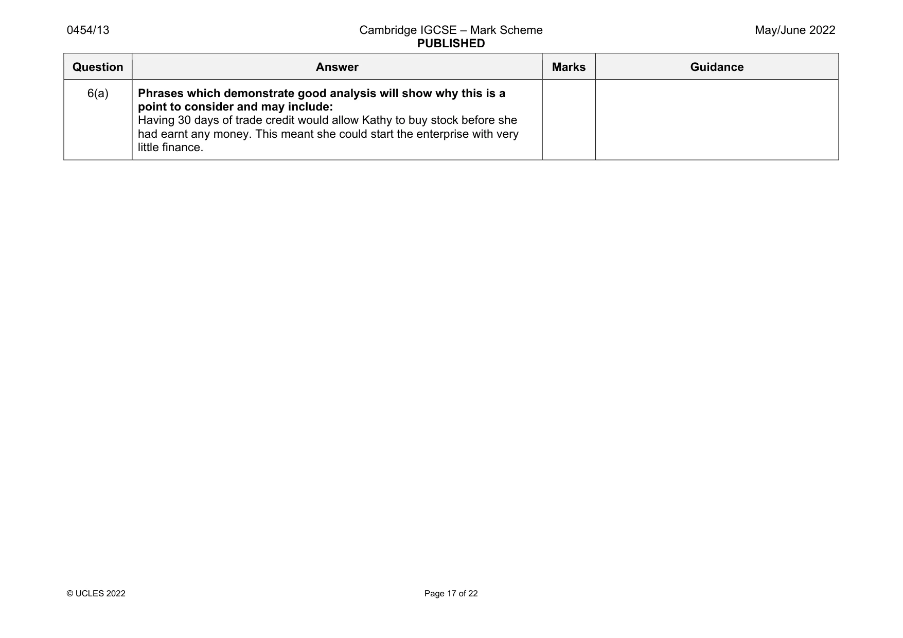 Mark scheme, page 17 of 22