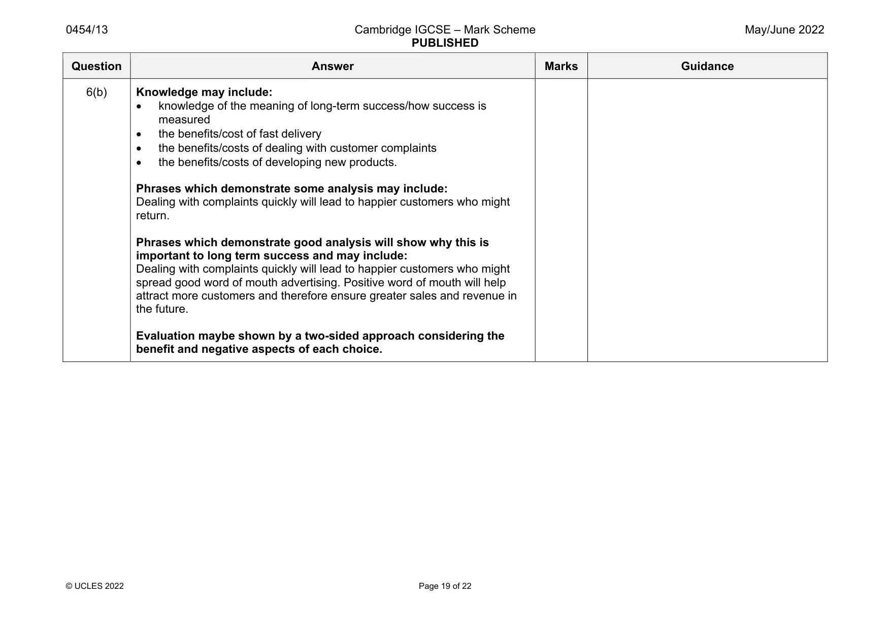 Mark scheme, page 19 of 22