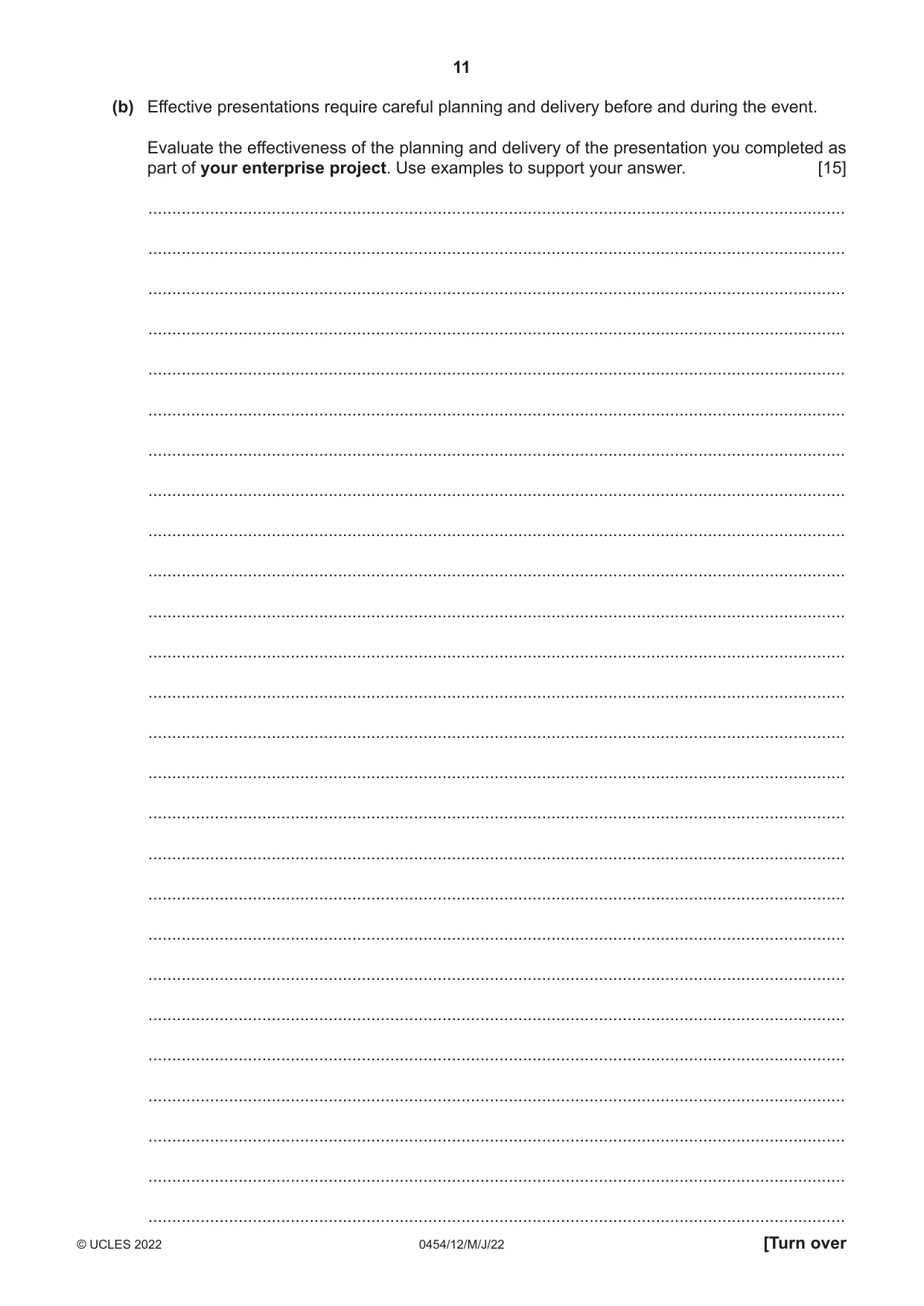 Cambridge IGCSE Enterprise 0454 2022 May/June Paper 1 · Variant 2 question paper, page 11 of 12