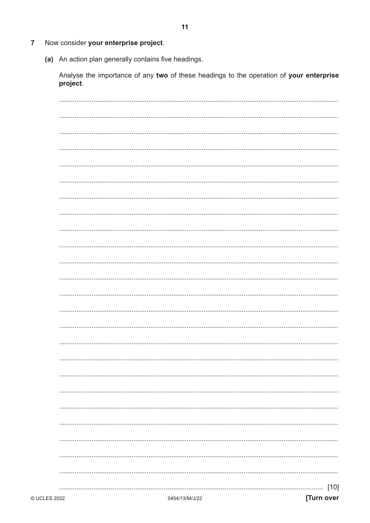 Cambridge IGCSE Enterprise 0454 2022 May/June Paper 1 · Variant 3 question paper, page 11 of 16