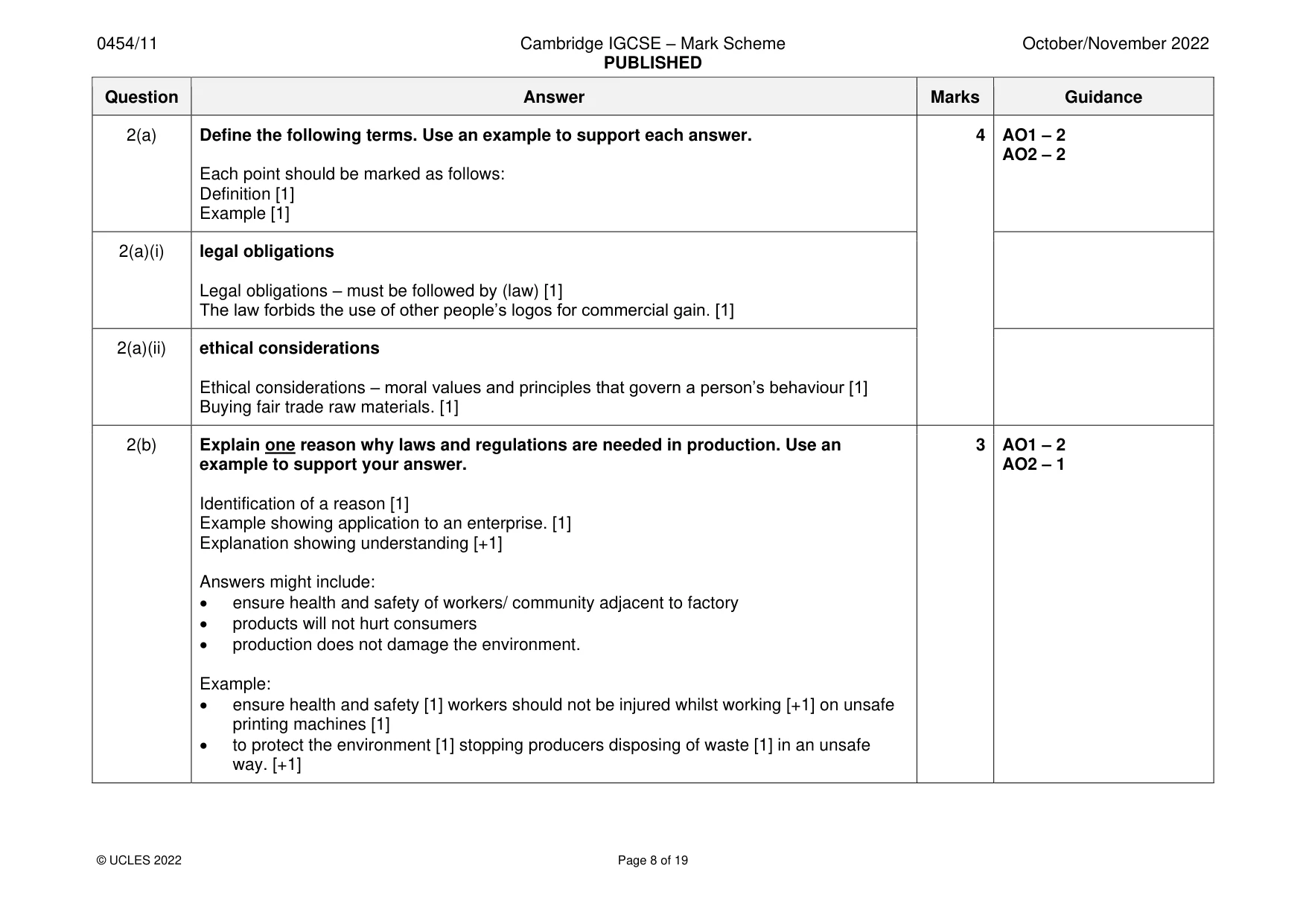 Mark scheme, page 8 of 19