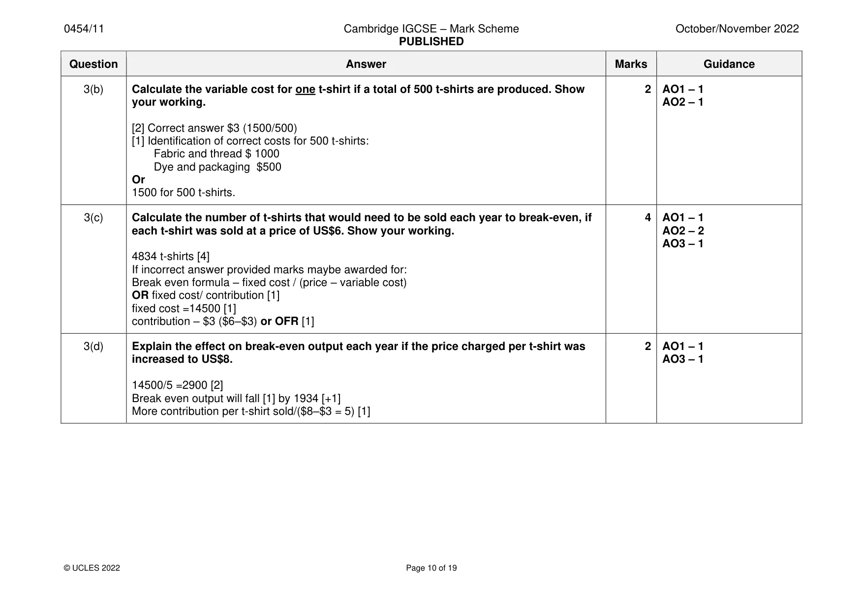 Mark scheme, page 10 of 19