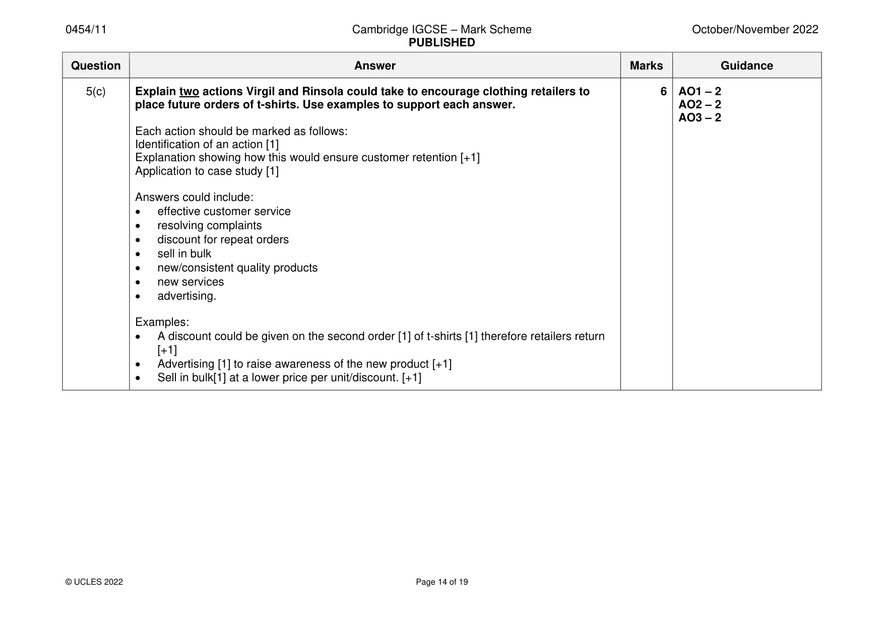 Mark scheme, page 14 of 19