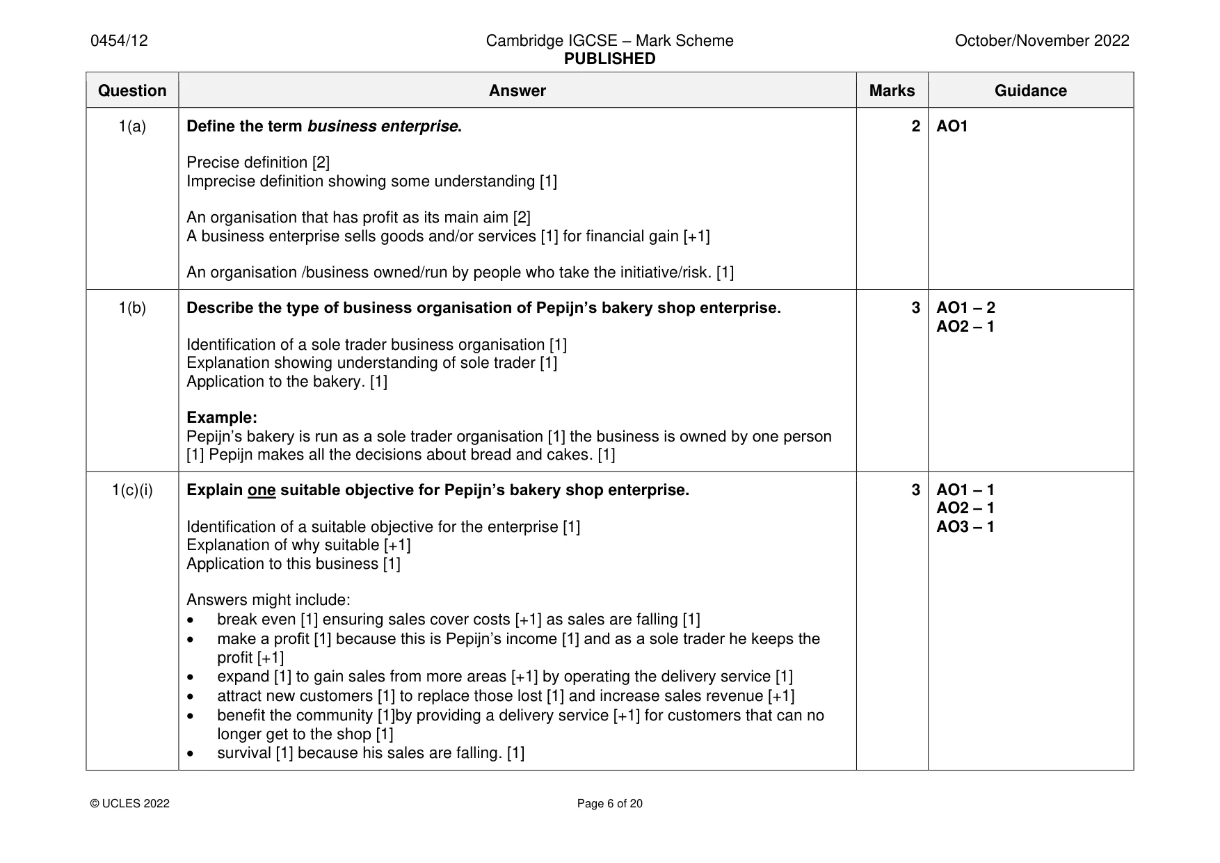 Mark scheme, page 6 of 20