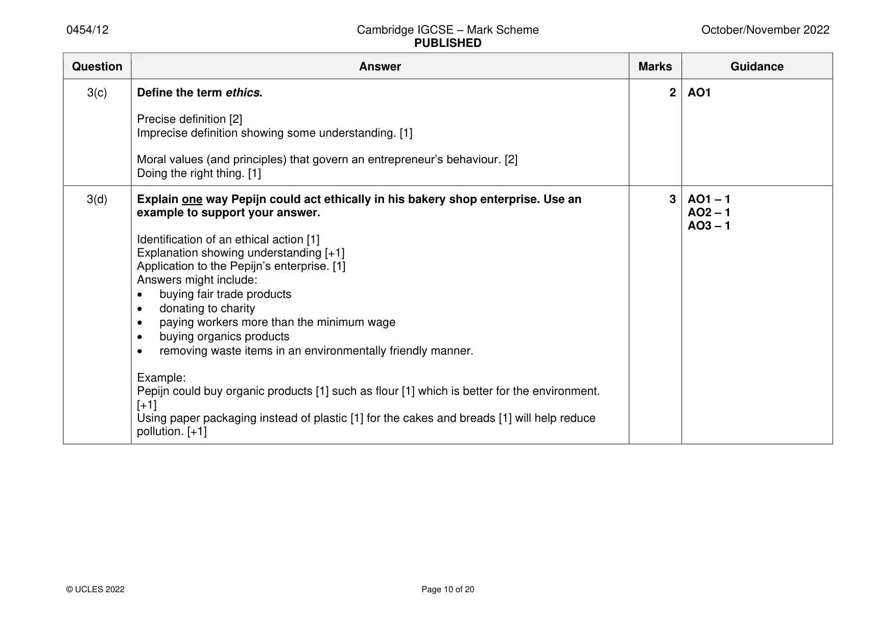 Mark scheme, page 10 of 20