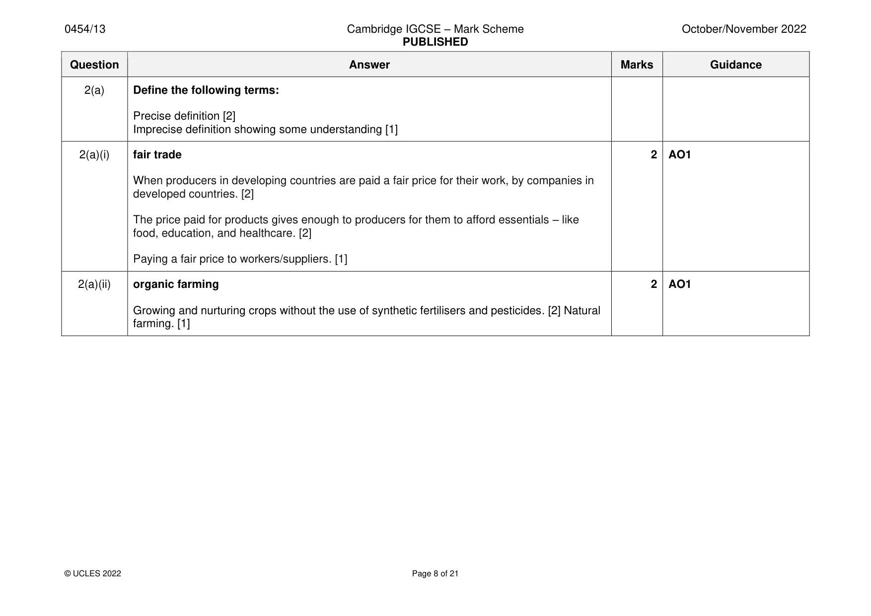 Mark scheme, page 8 of 21