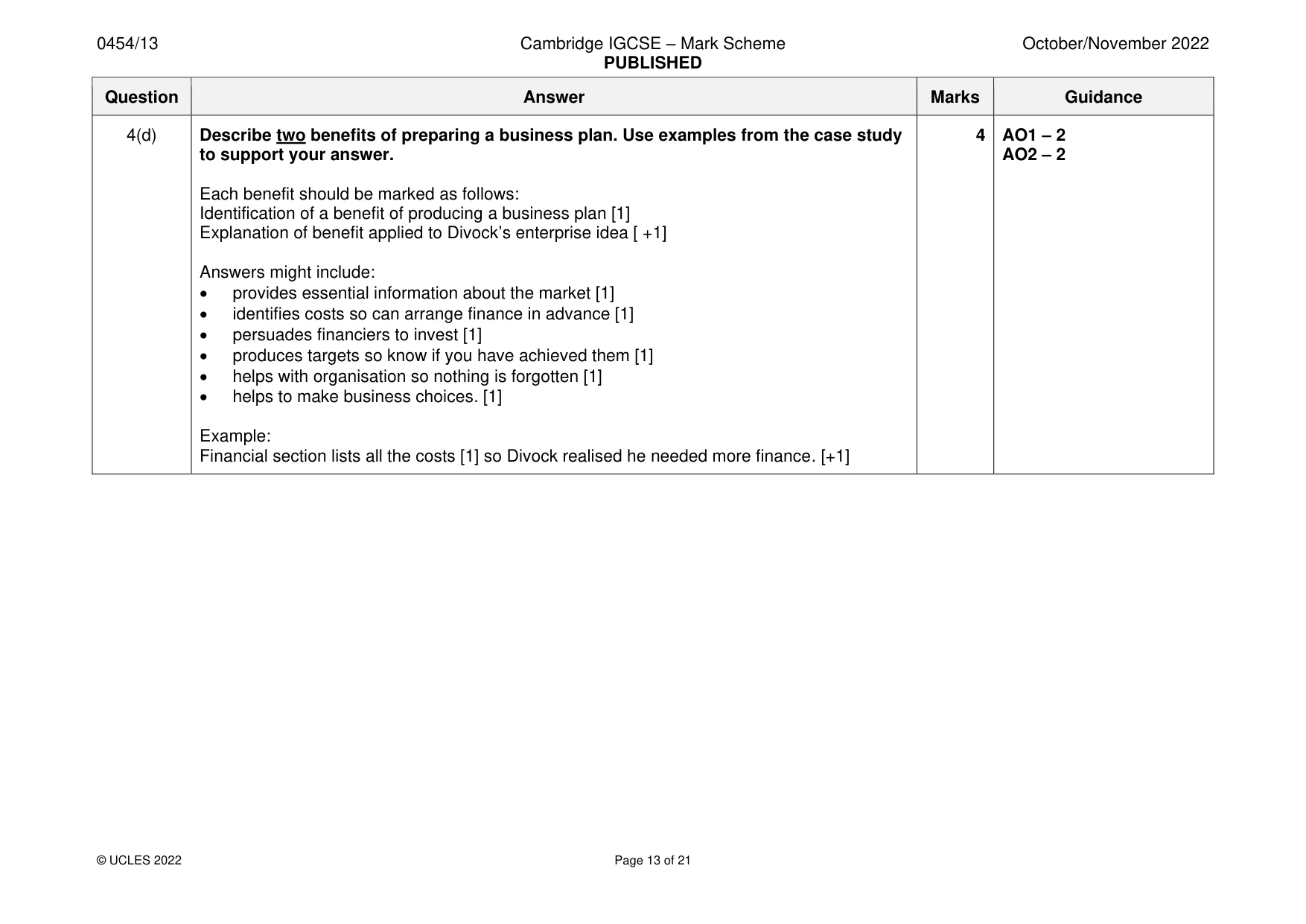 Mark scheme, page 13 of 21