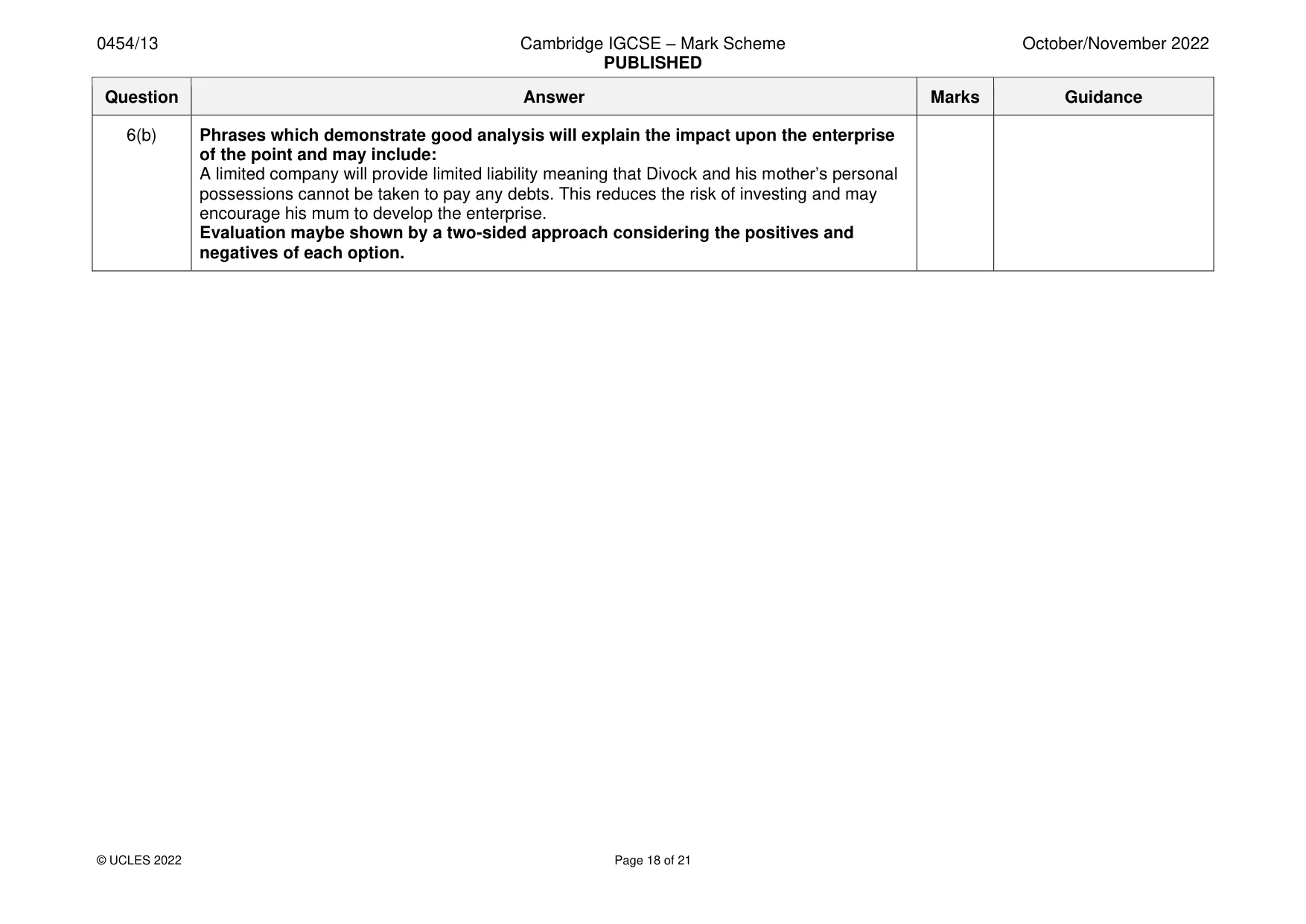 Mark scheme, page 18 of 21