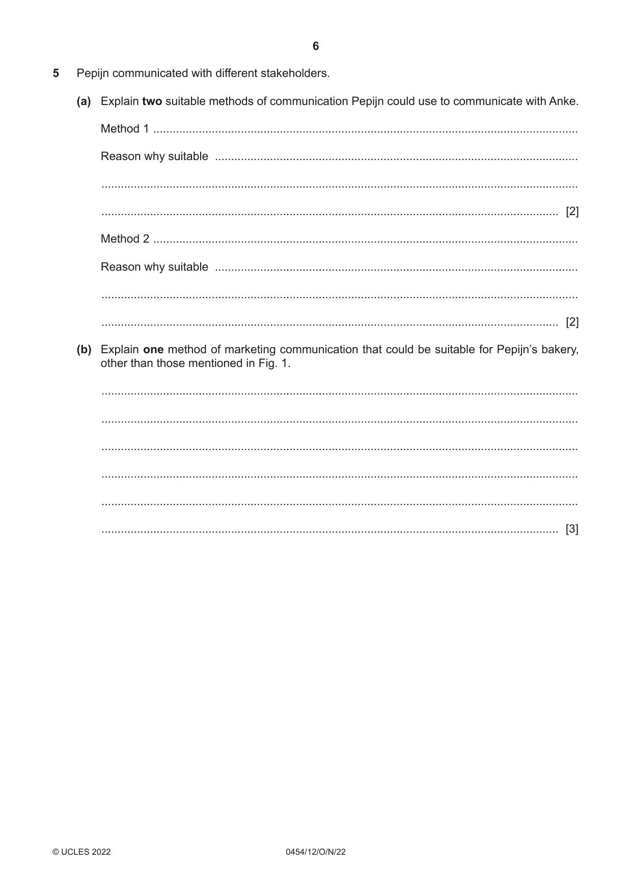 Cambridge IGCSE Enterprise 0454 2022 Oct/Nov Paper 1 · Variant 2 question paper, page 6 of 16