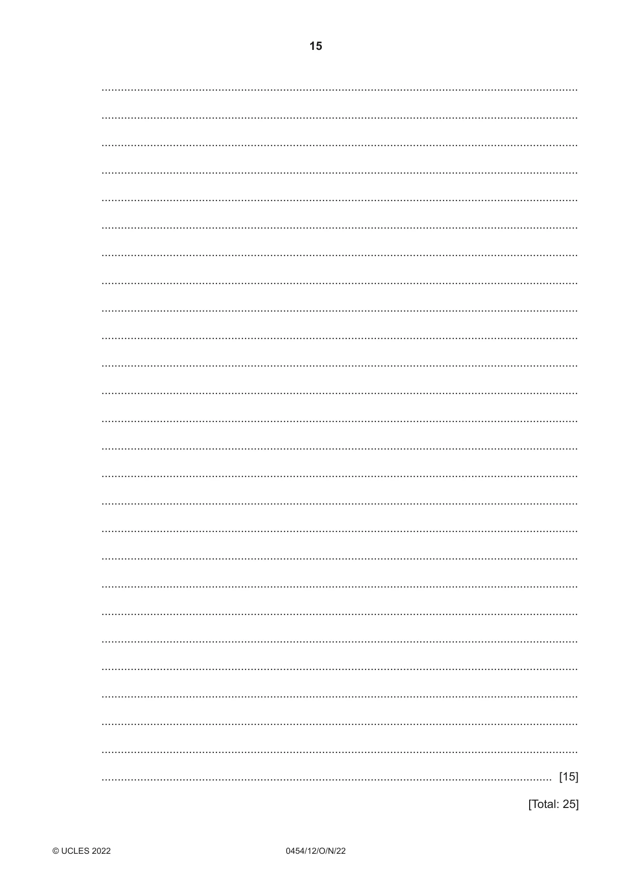 Cambridge IGCSE Enterprise 0454 2022 Oct/Nov Paper 1 · Variant 2 question paper, page 15 of 16