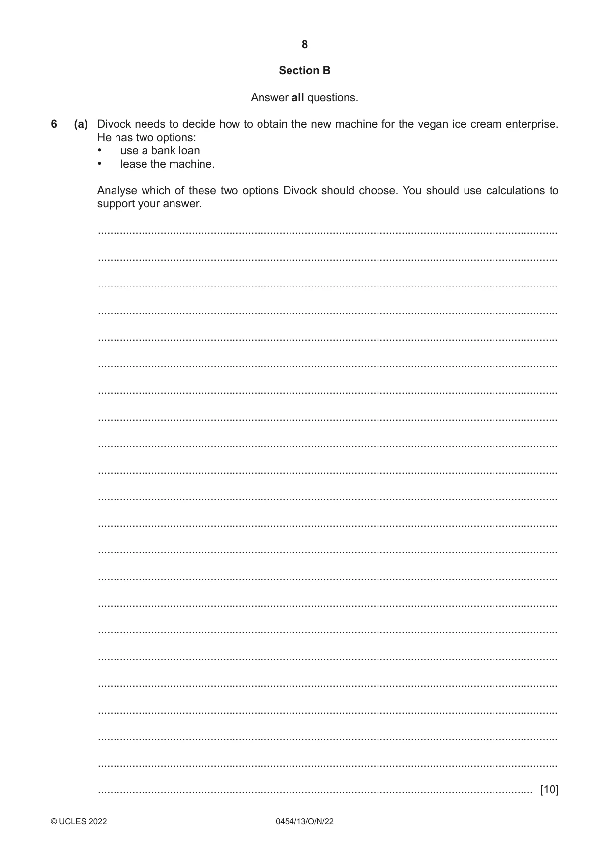 Cambridge IGCSE Enterprise 0454 2022 Oct/Nov Paper 1 · Variant 3 question paper, page 8 of 16