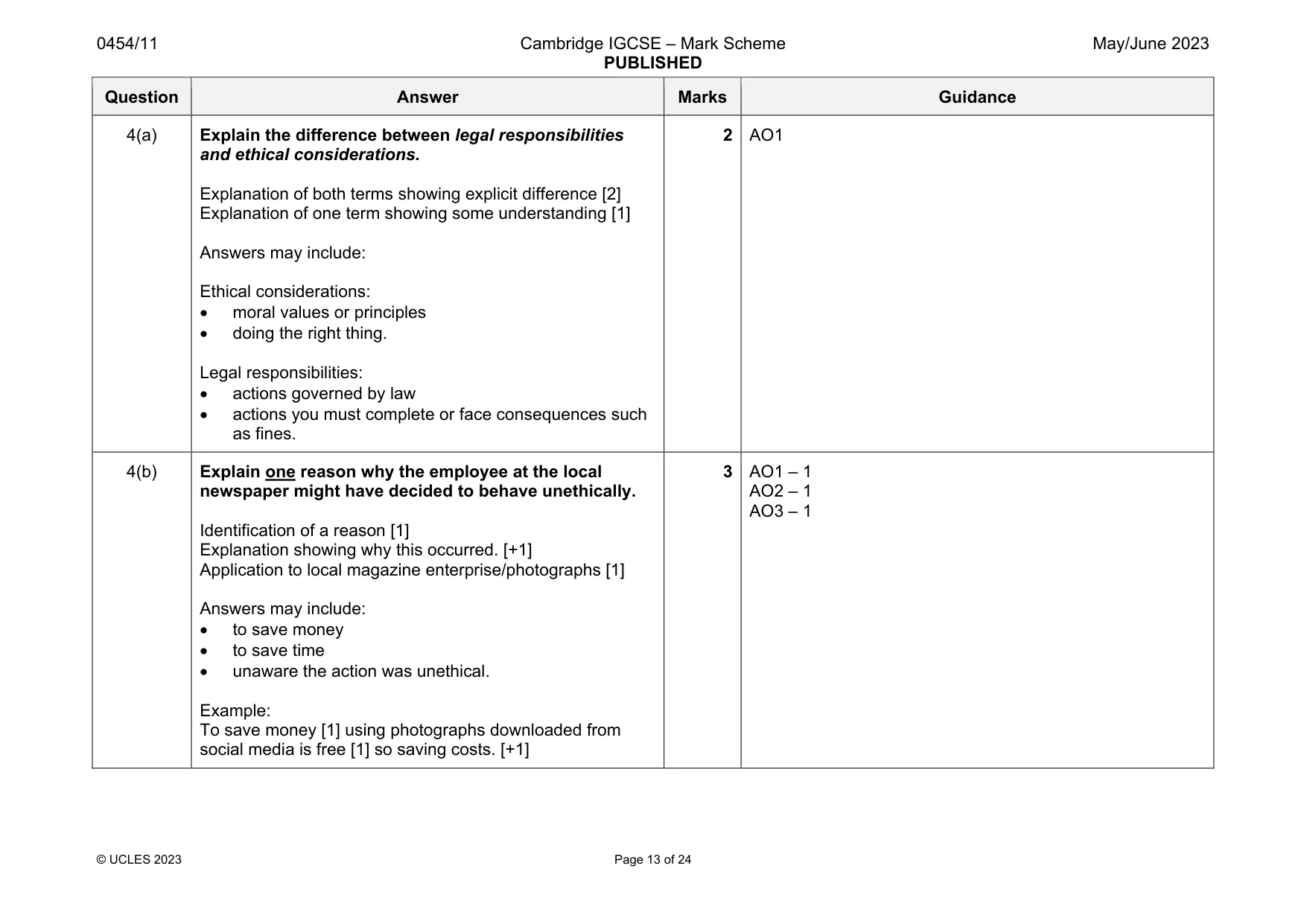 Mark scheme, page 13 of 24