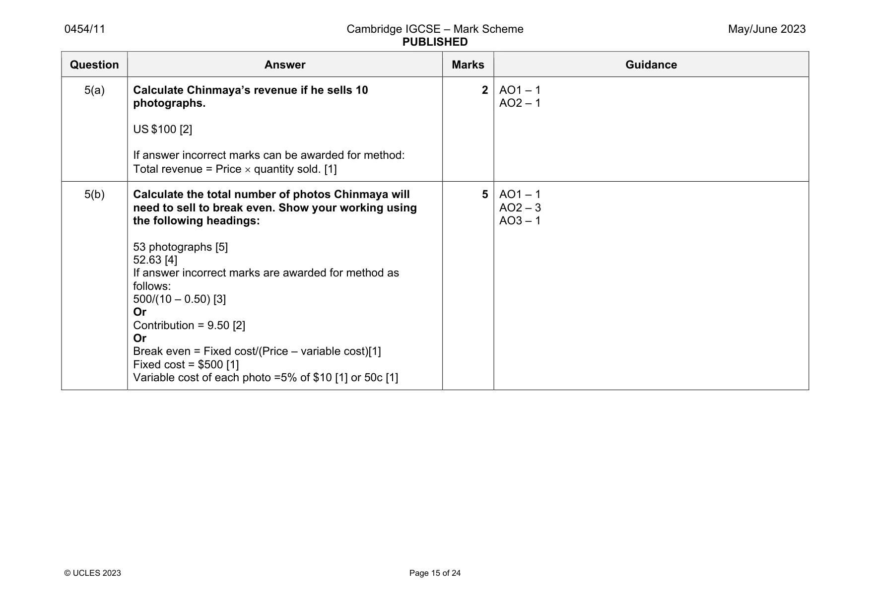 Mark scheme, page 15 of 24