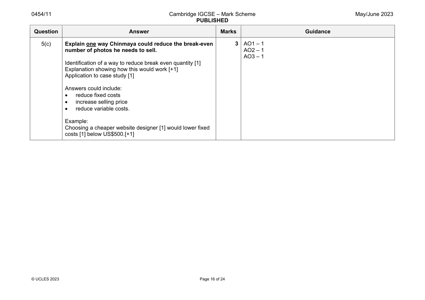 Mark scheme, page 16 of 24