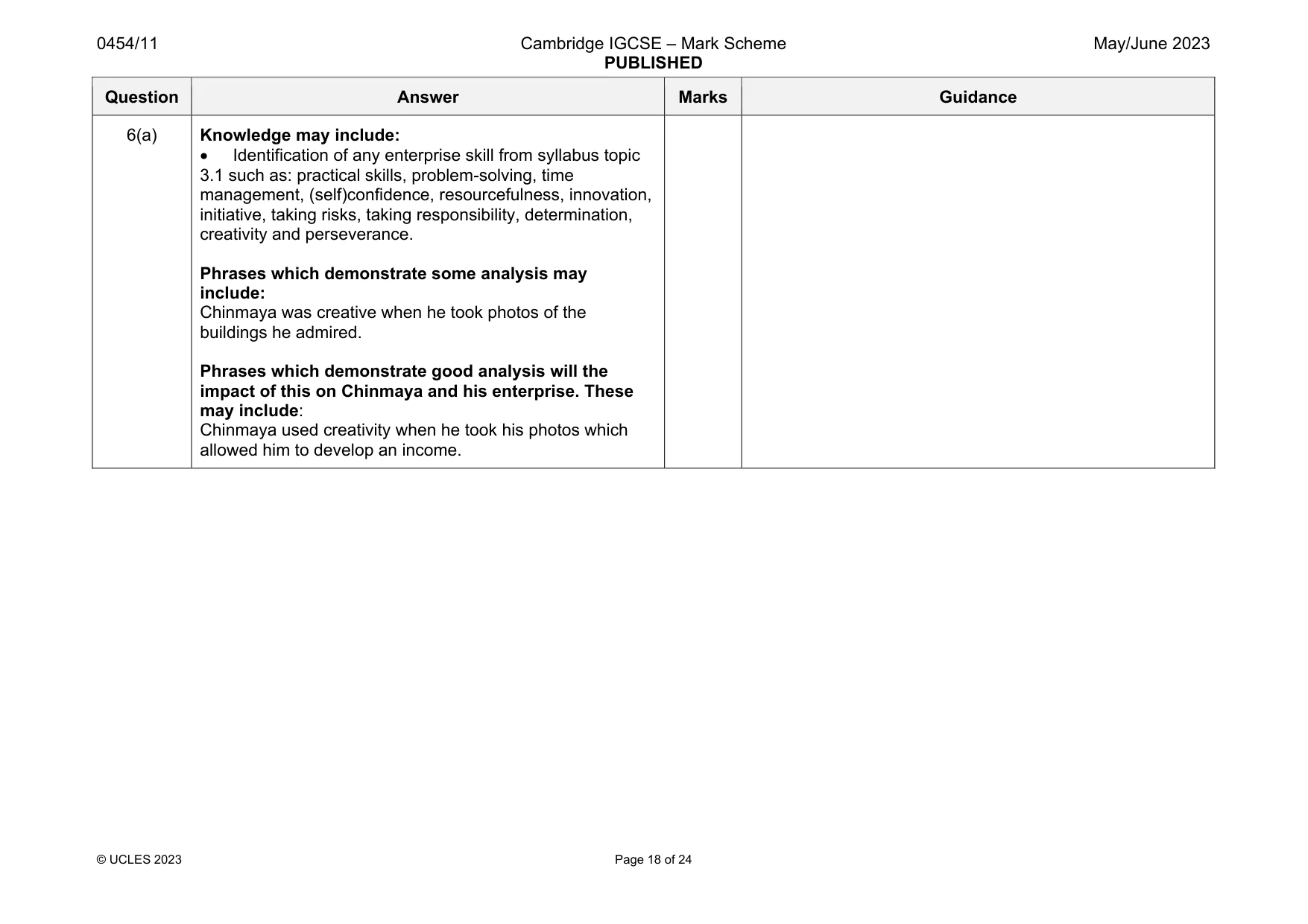 Mark scheme, page 18 of 24