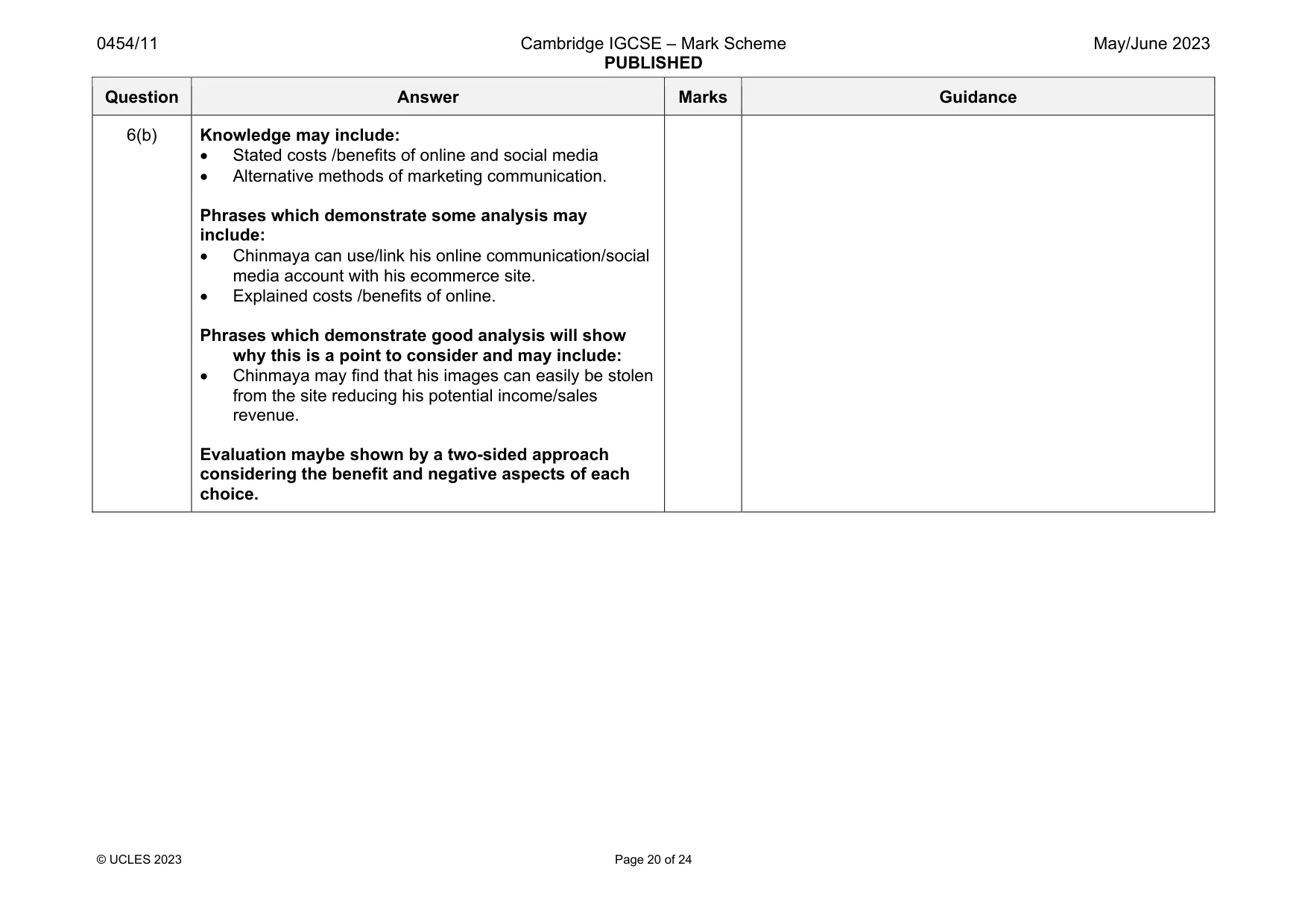 Mark scheme, page 20 of 24