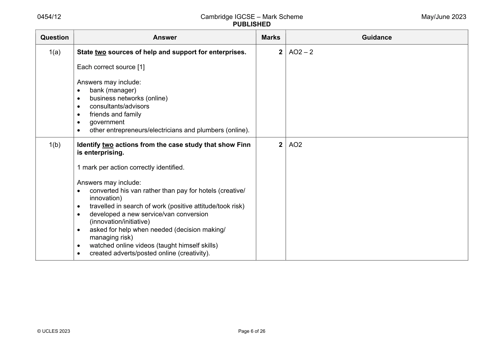 Mark scheme, page 6 of 26