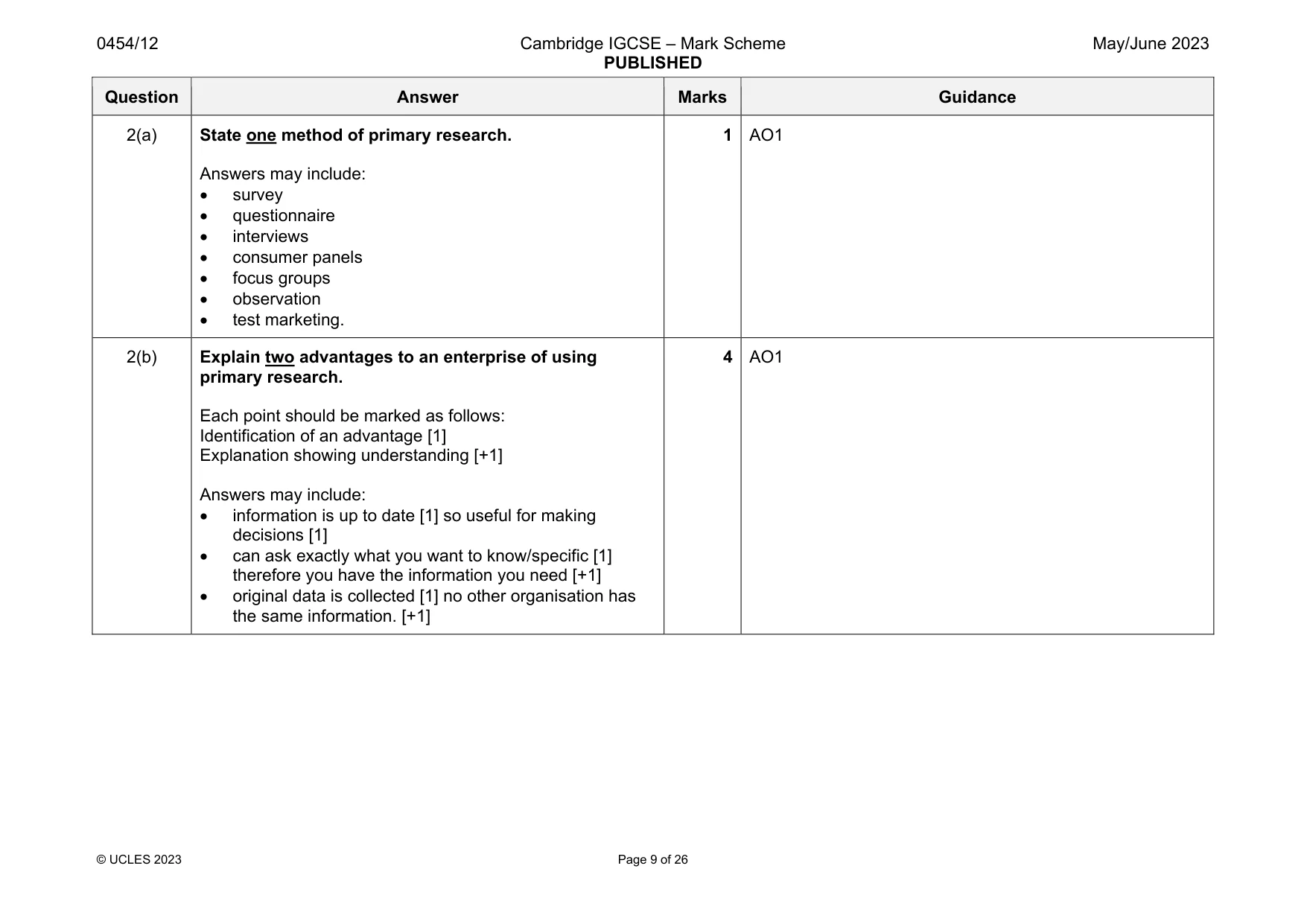 Mark scheme, page 9 of 26