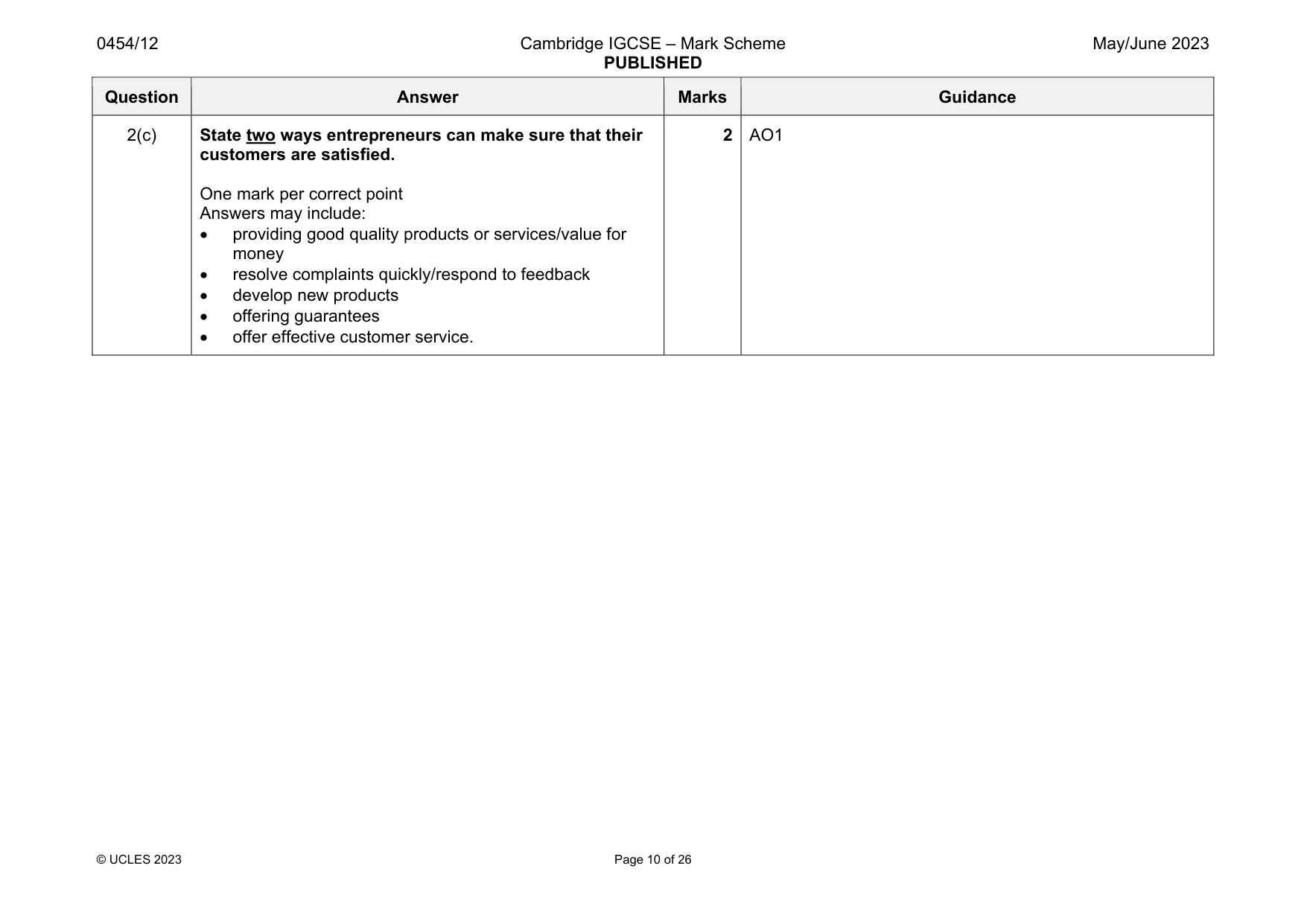 Mark scheme, page 10 of 26