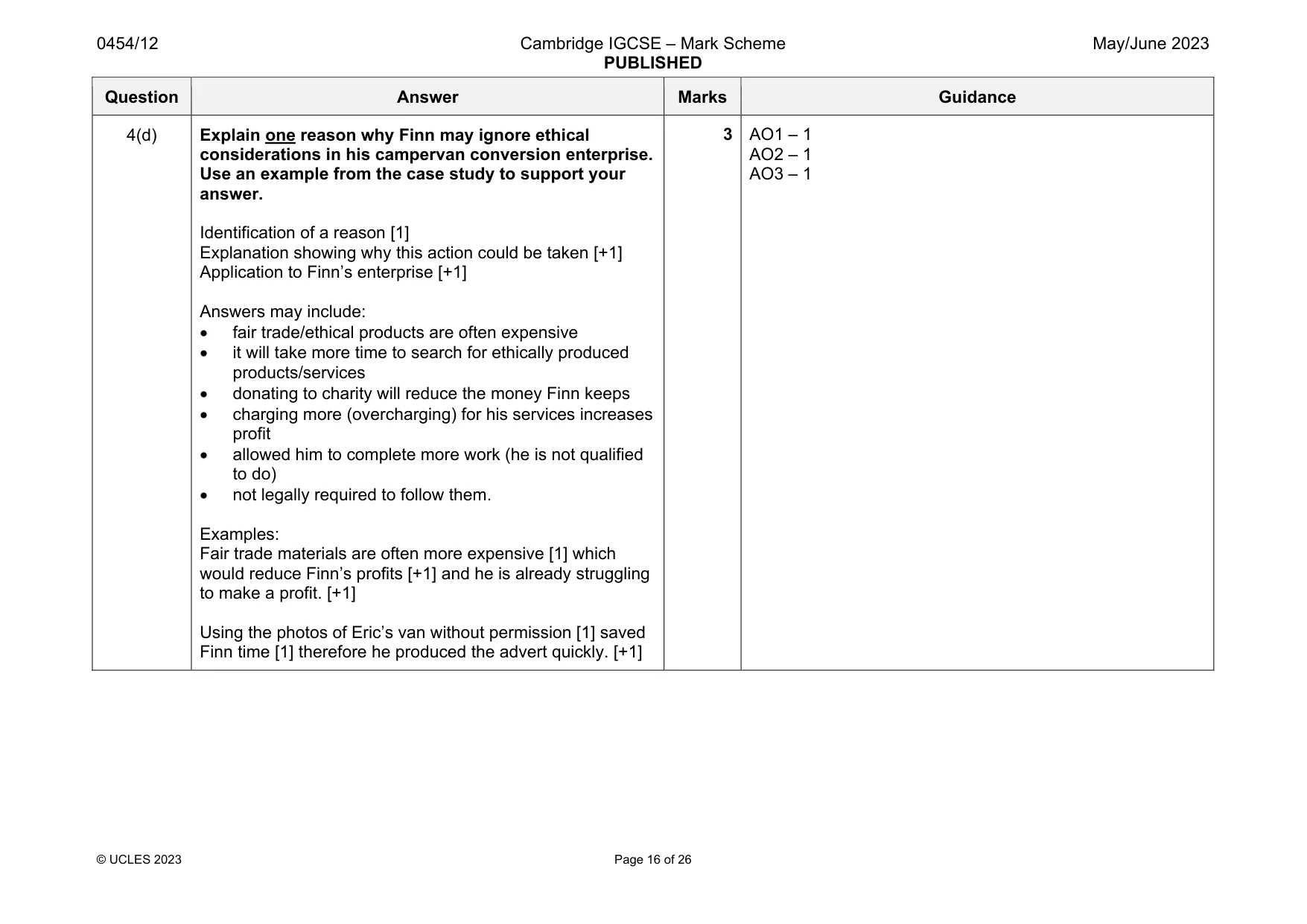 Mark scheme, page 16 of 26