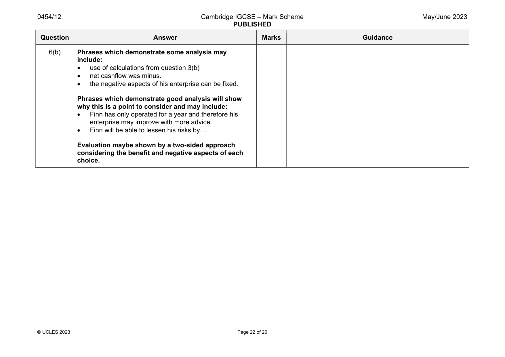 Mark scheme, page 22 of 26