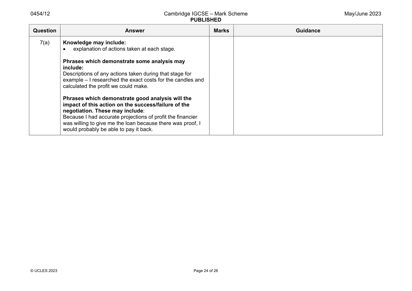 Mark scheme, page 24 of 26