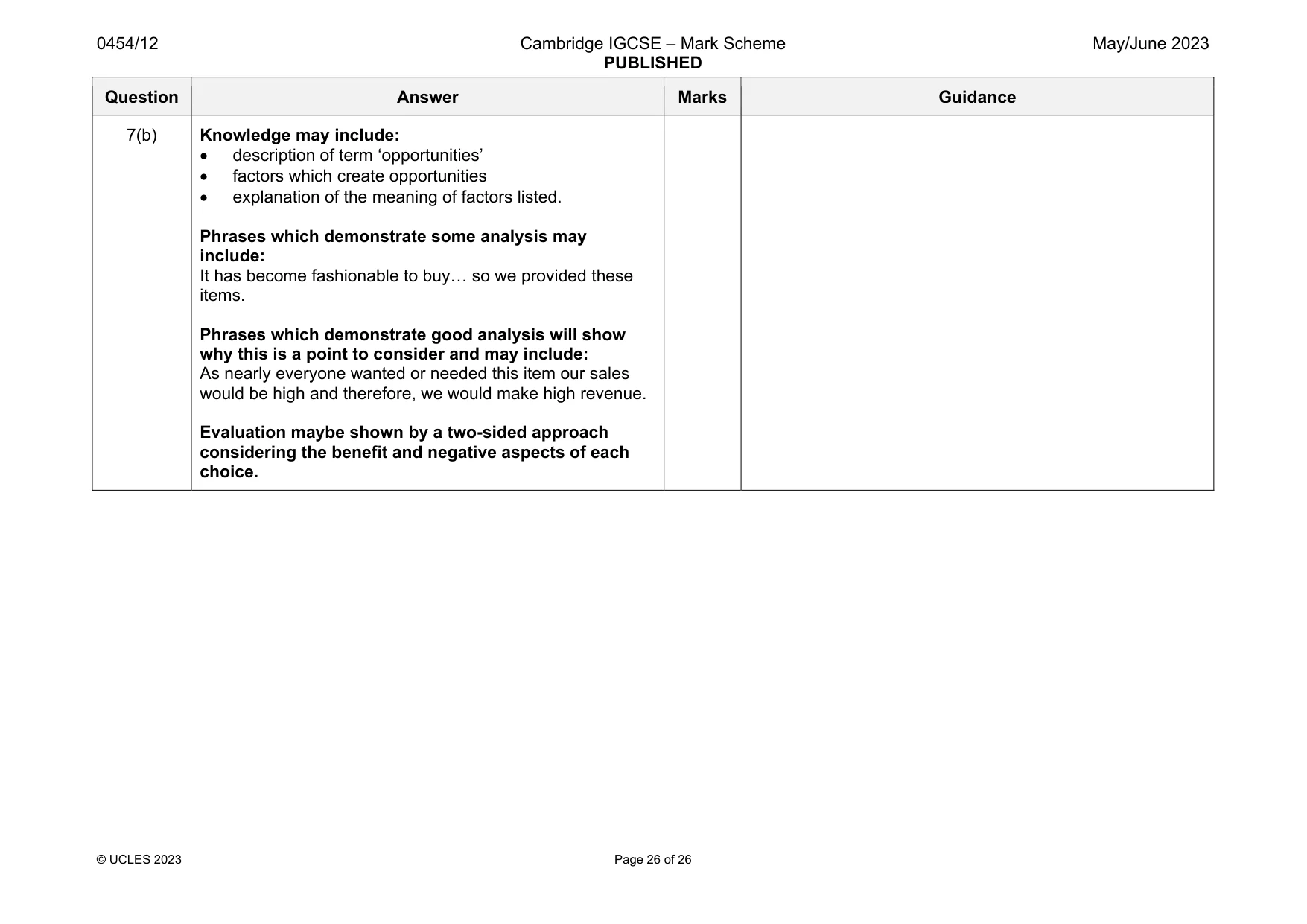 Mark scheme, page 26 of 26