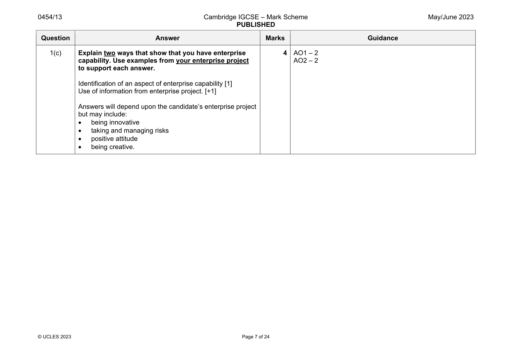 Mark scheme, page 7 of 24