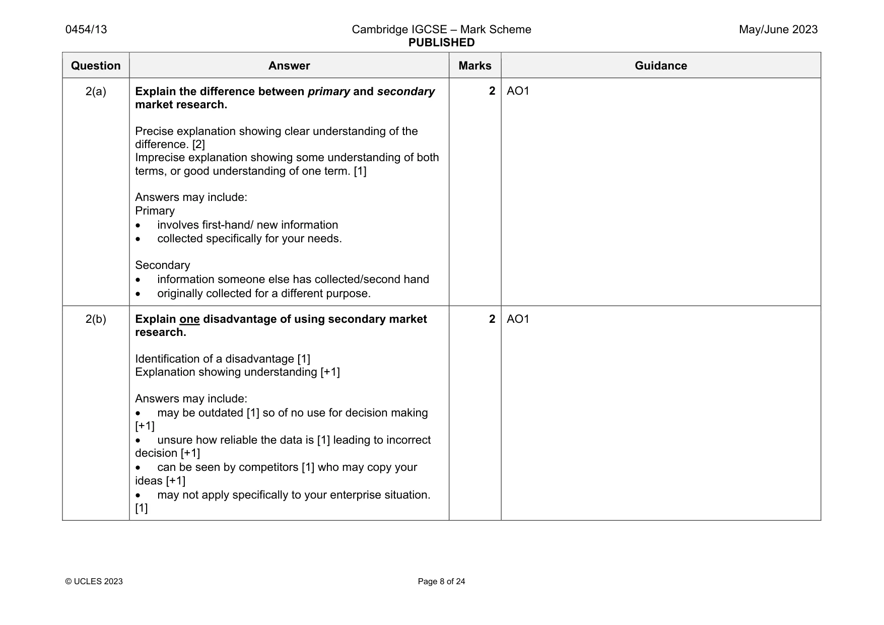Mark scheme, page 8 of 24