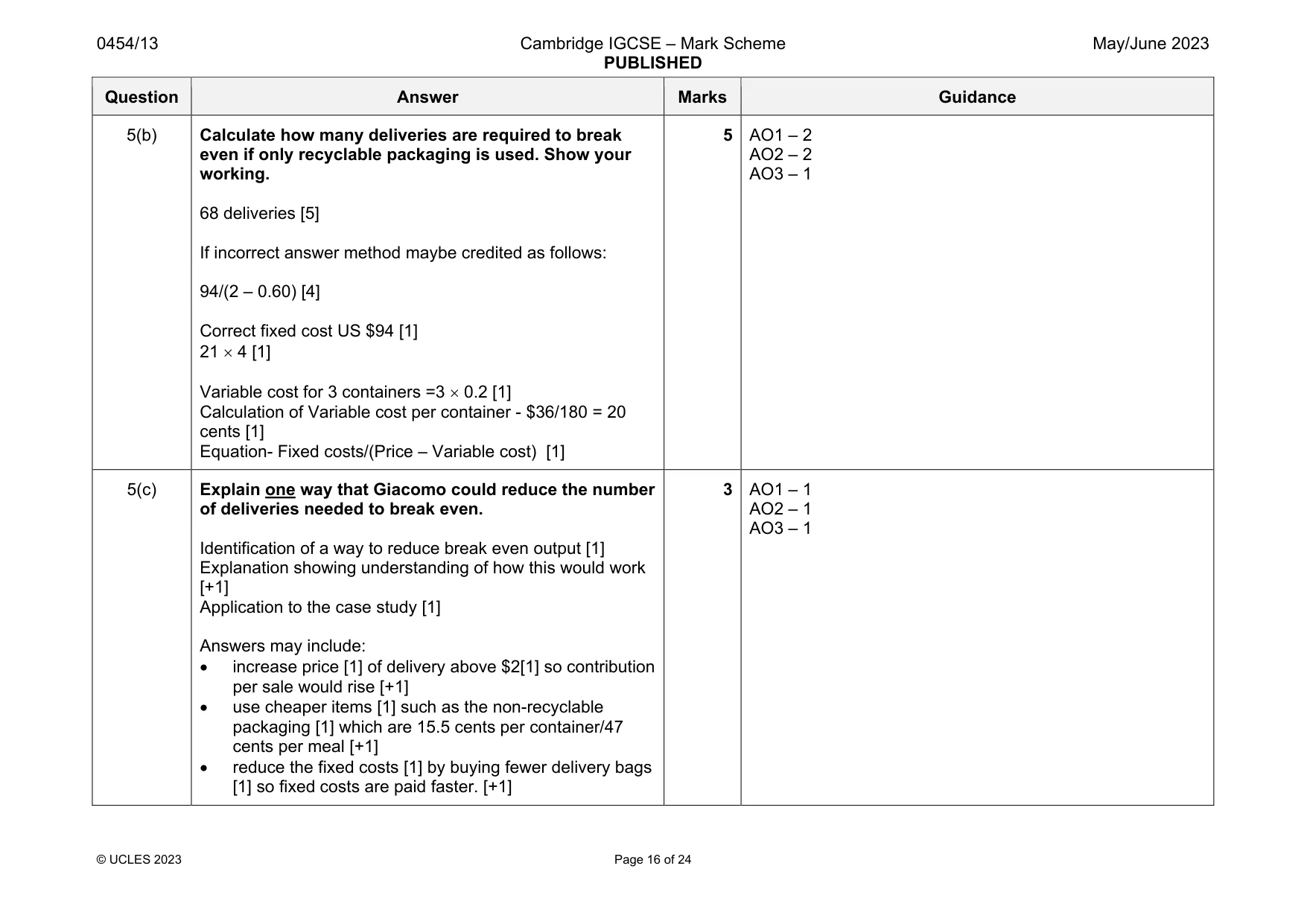 Mark scheme, page 16 of 24