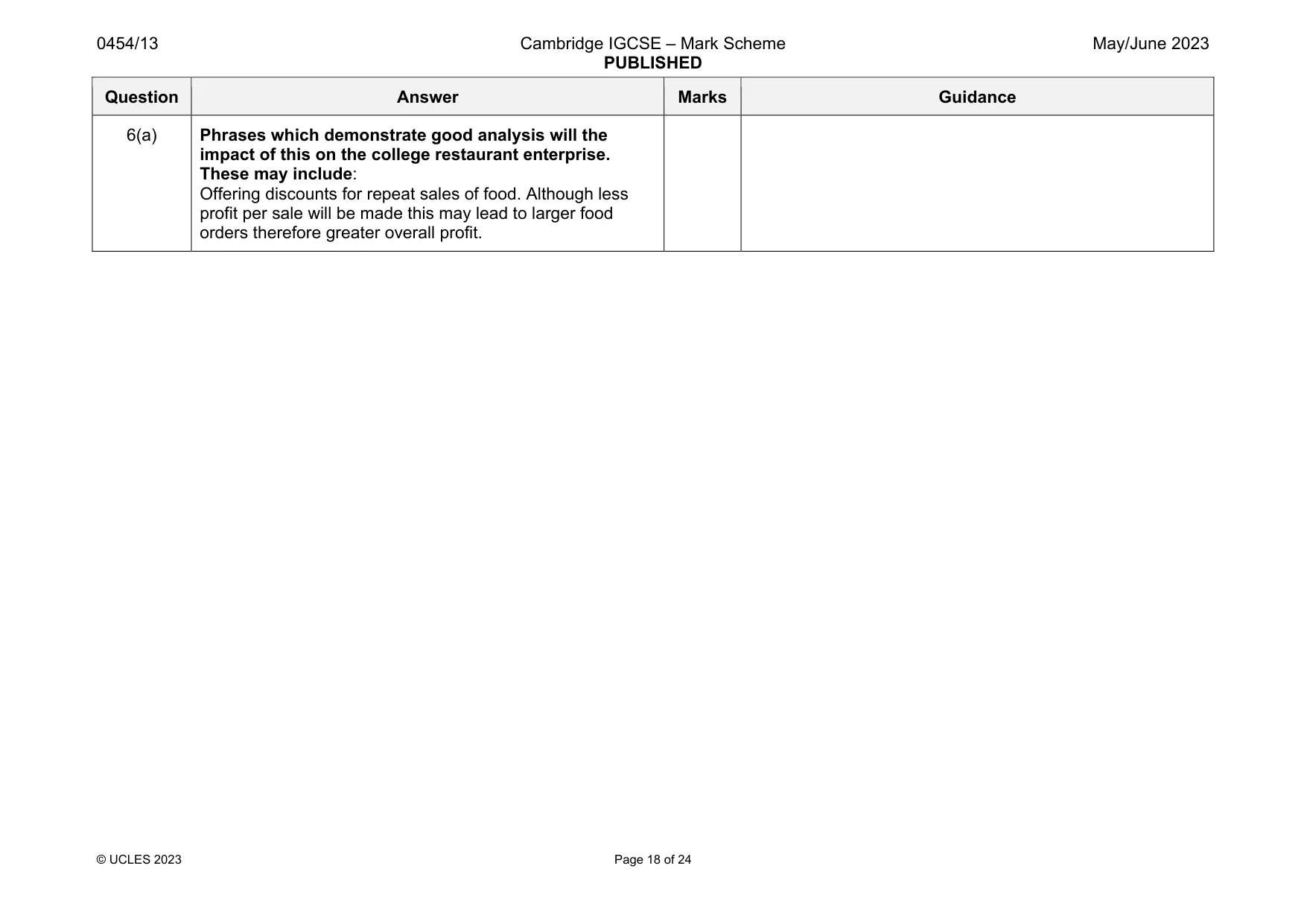 Mark scheme, page 18 of 24