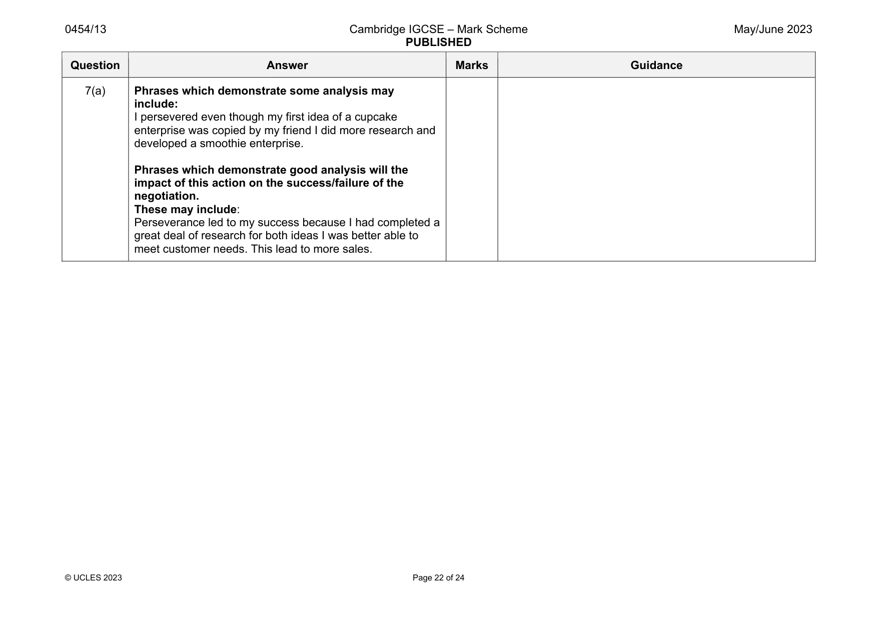 Mark scheme, page 22 of 24