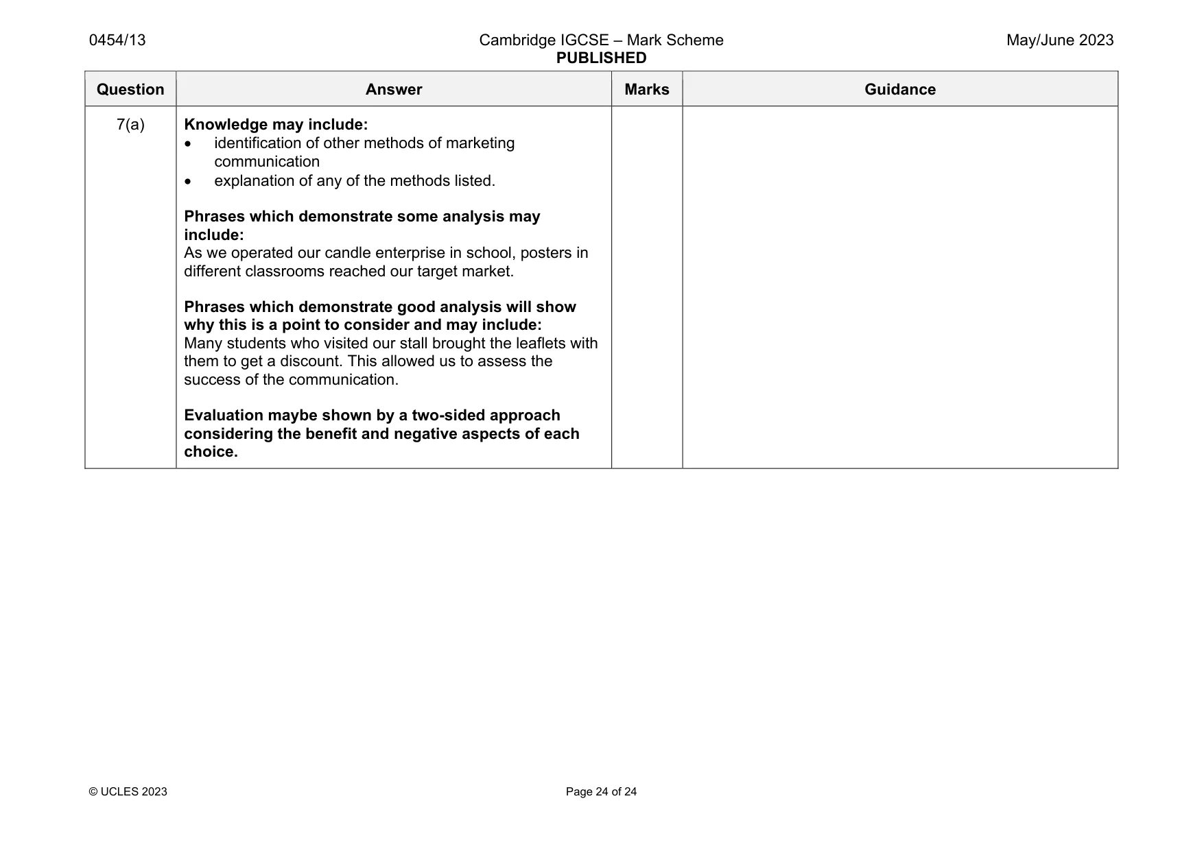 Mark scheme, page 24 of 24