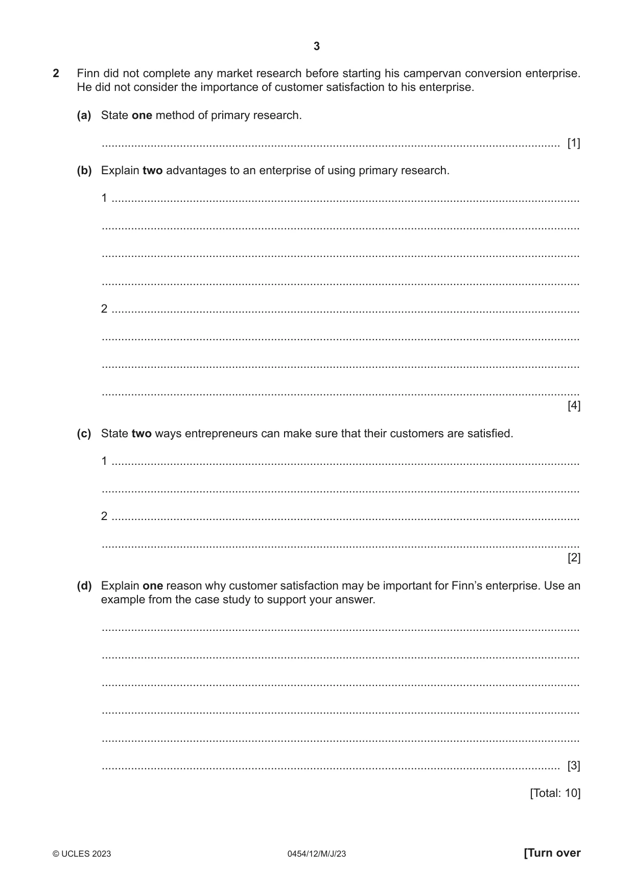 Cambridge IGCSE Enterprise 0454 2023 May/June Paper 1 · Variant 2 question paper, page 3 of 12
