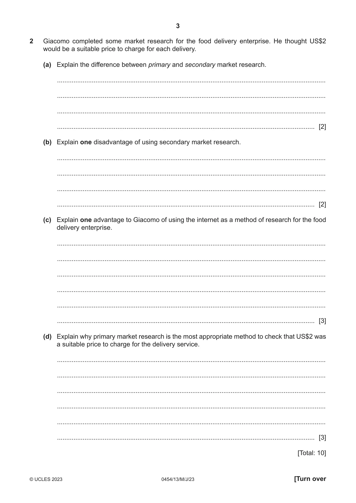 Cambridge IGCSE Enterprise 0454 2023 May/June Paper 1 · Variant 3 question paper, page 3 of 16