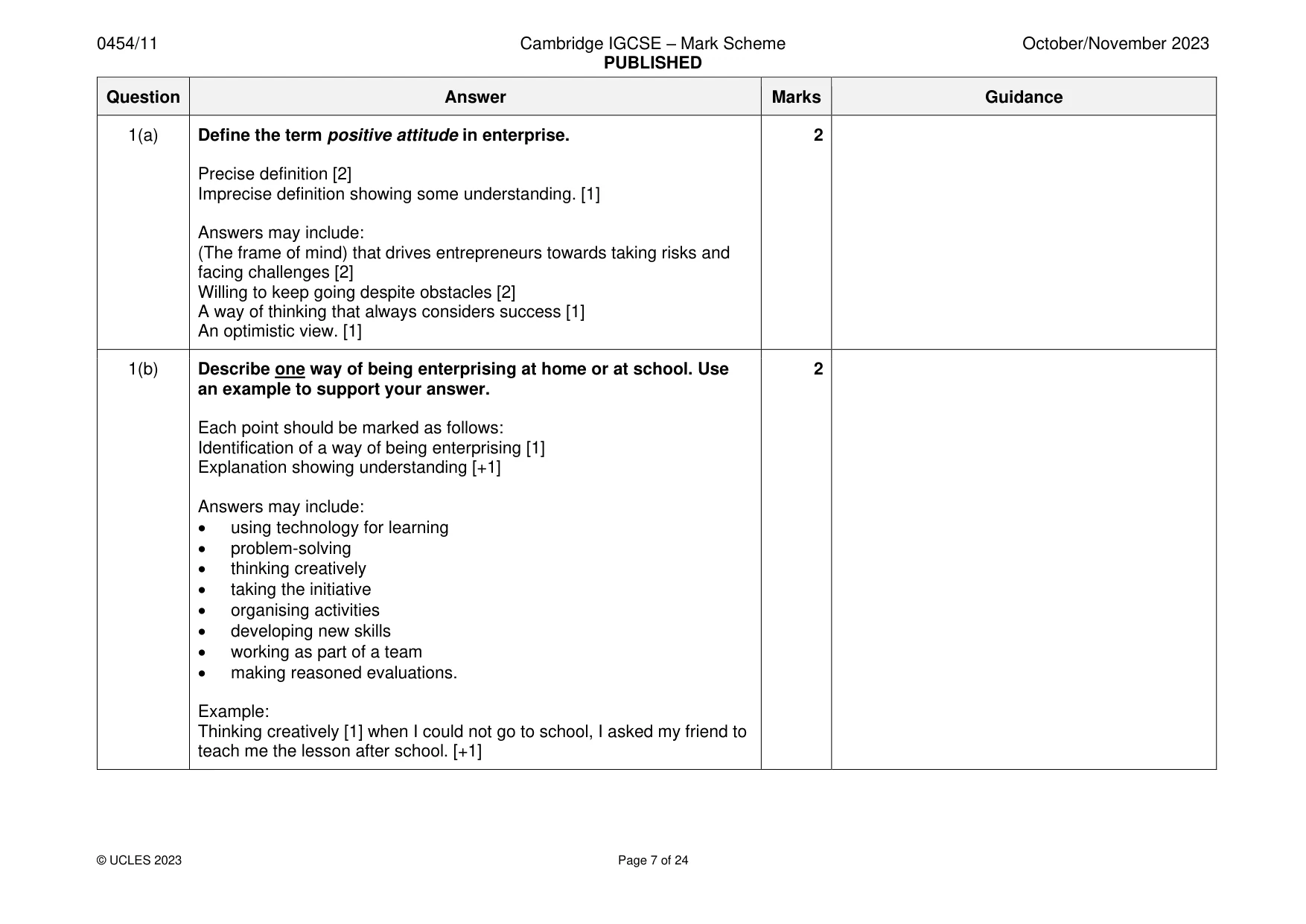 Mark scheme, page 7 of 24