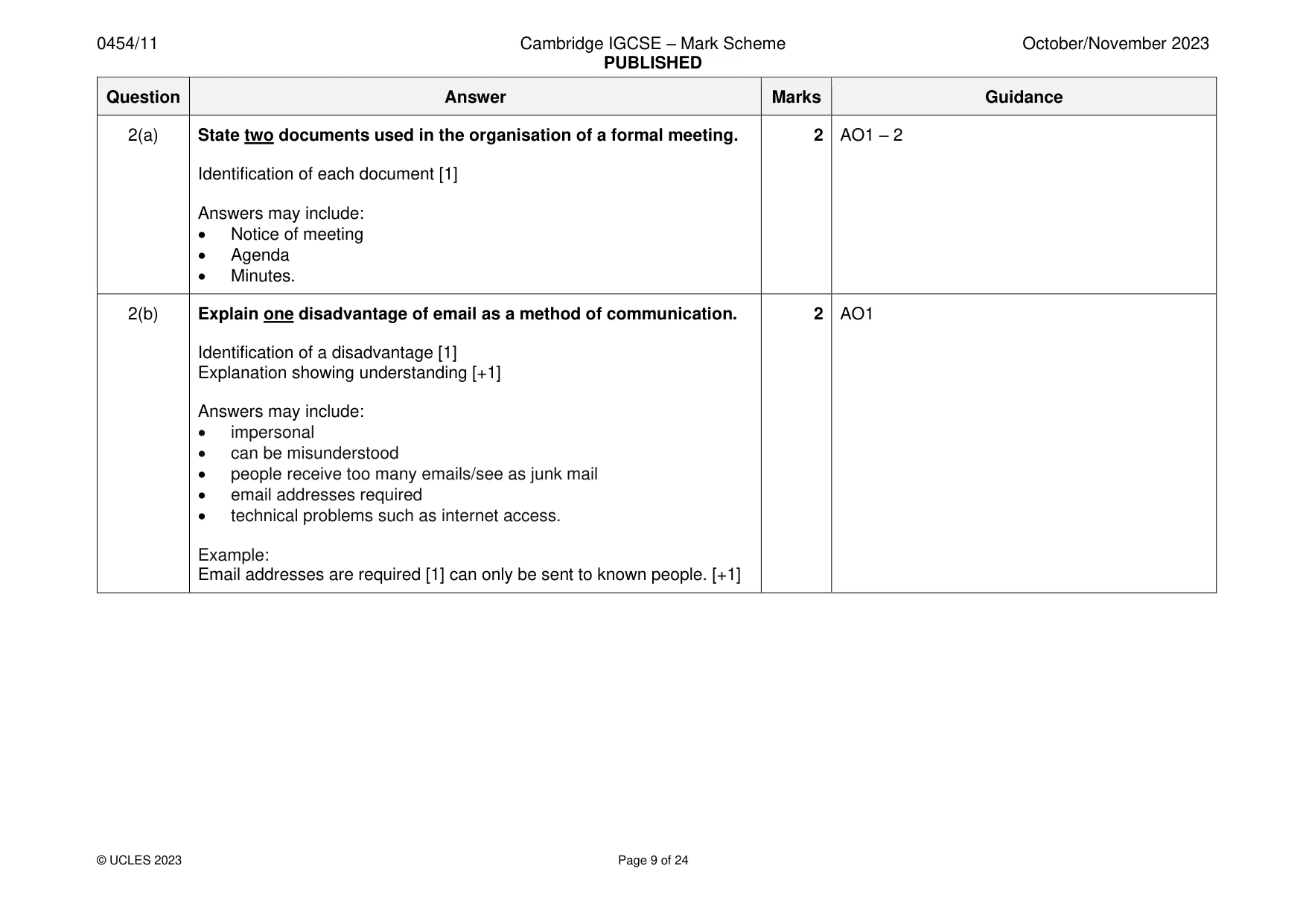 Mark scheme, page 9 of 24