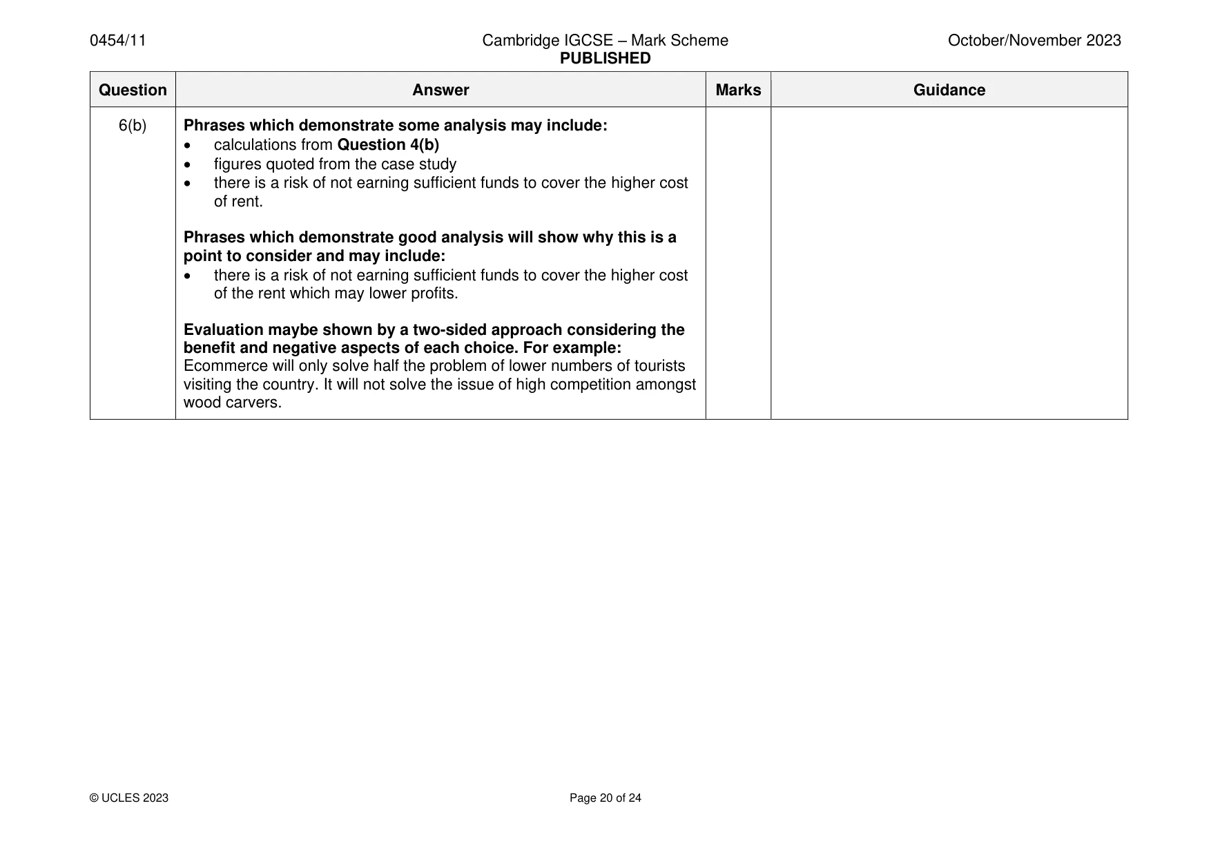 Mark scheme, page 20 of 24