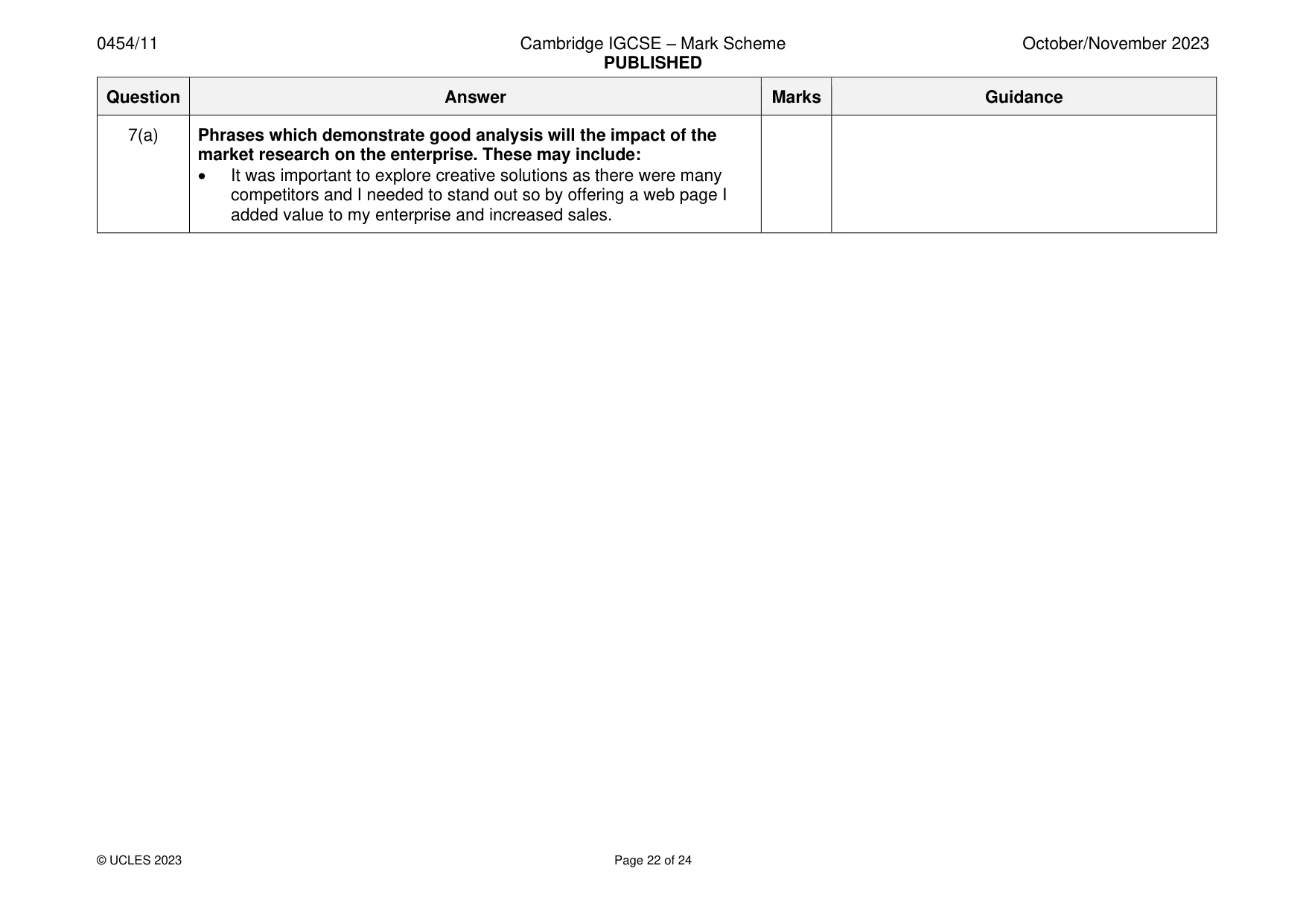 Mark scheme, page 22 of 24