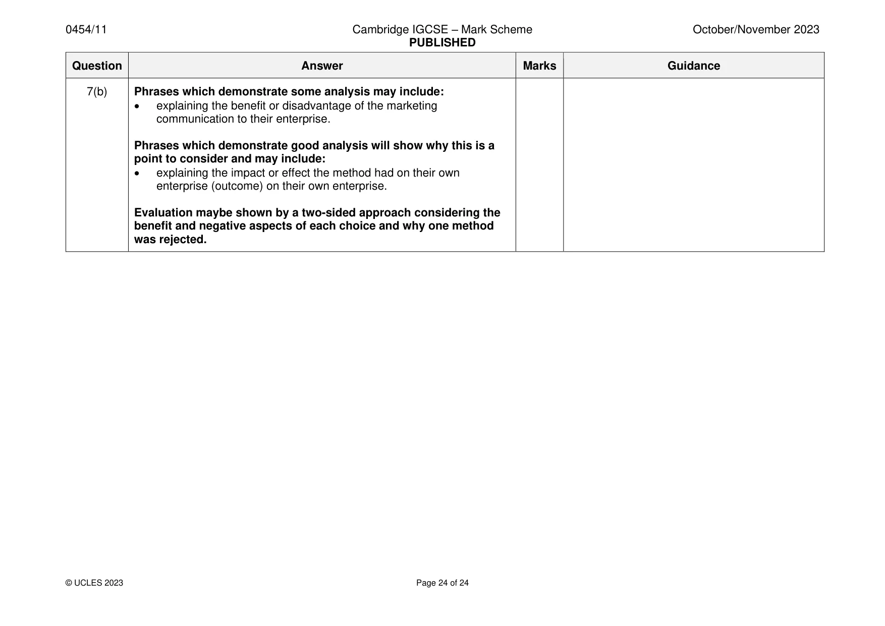 Mark scheme, page 24 of 24