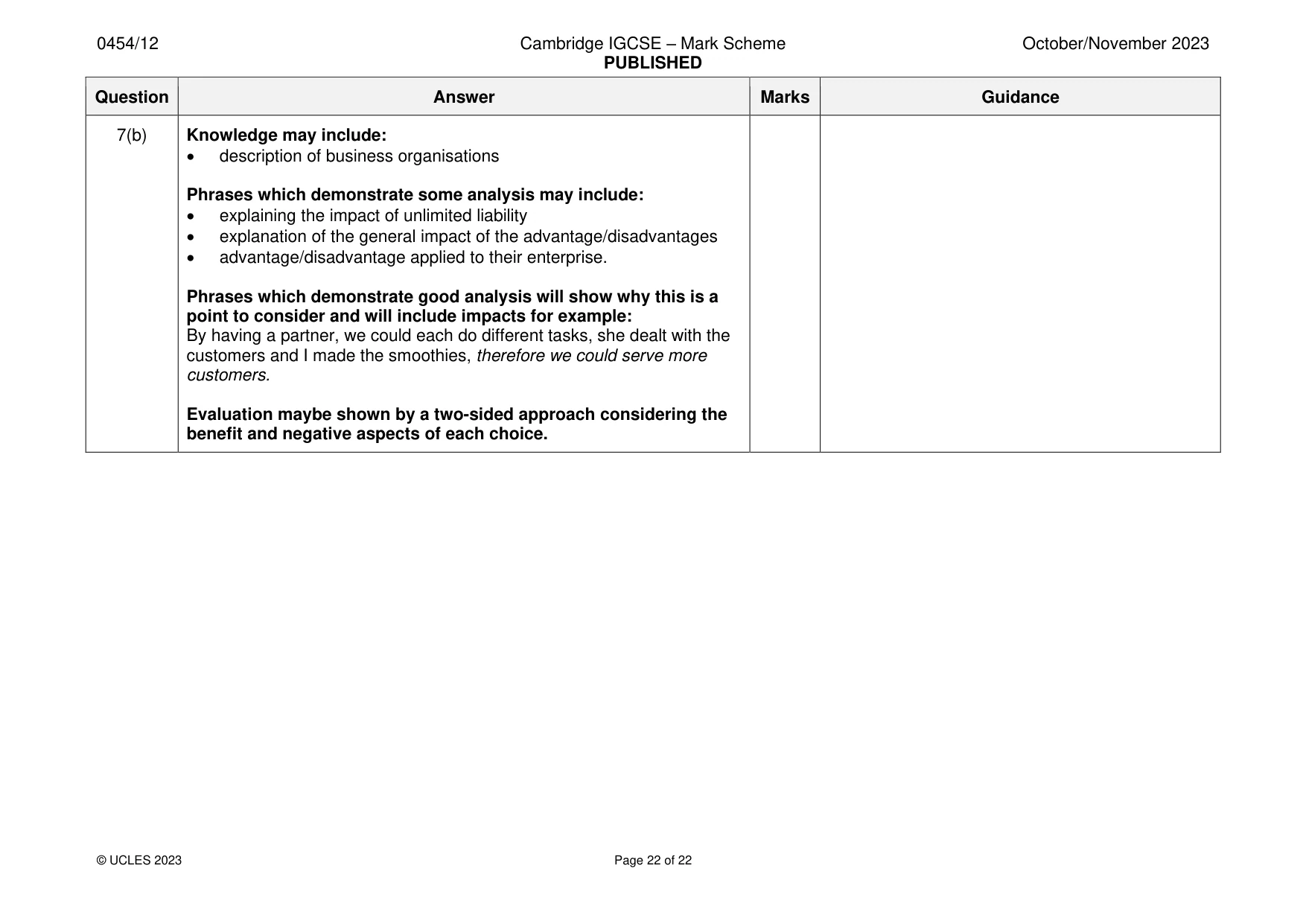 Mark scheme, page 22 of 22