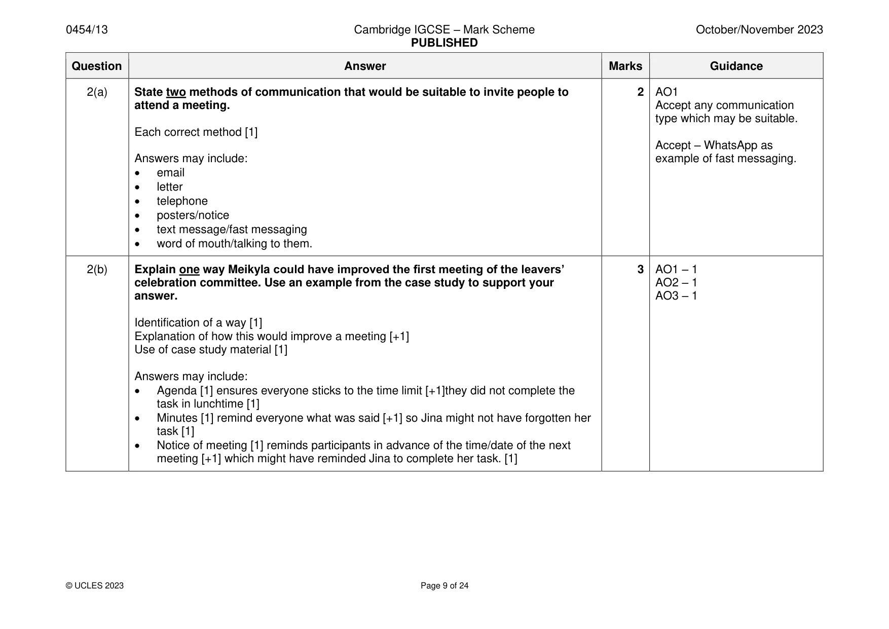 Mark scheme, page 9 of 24