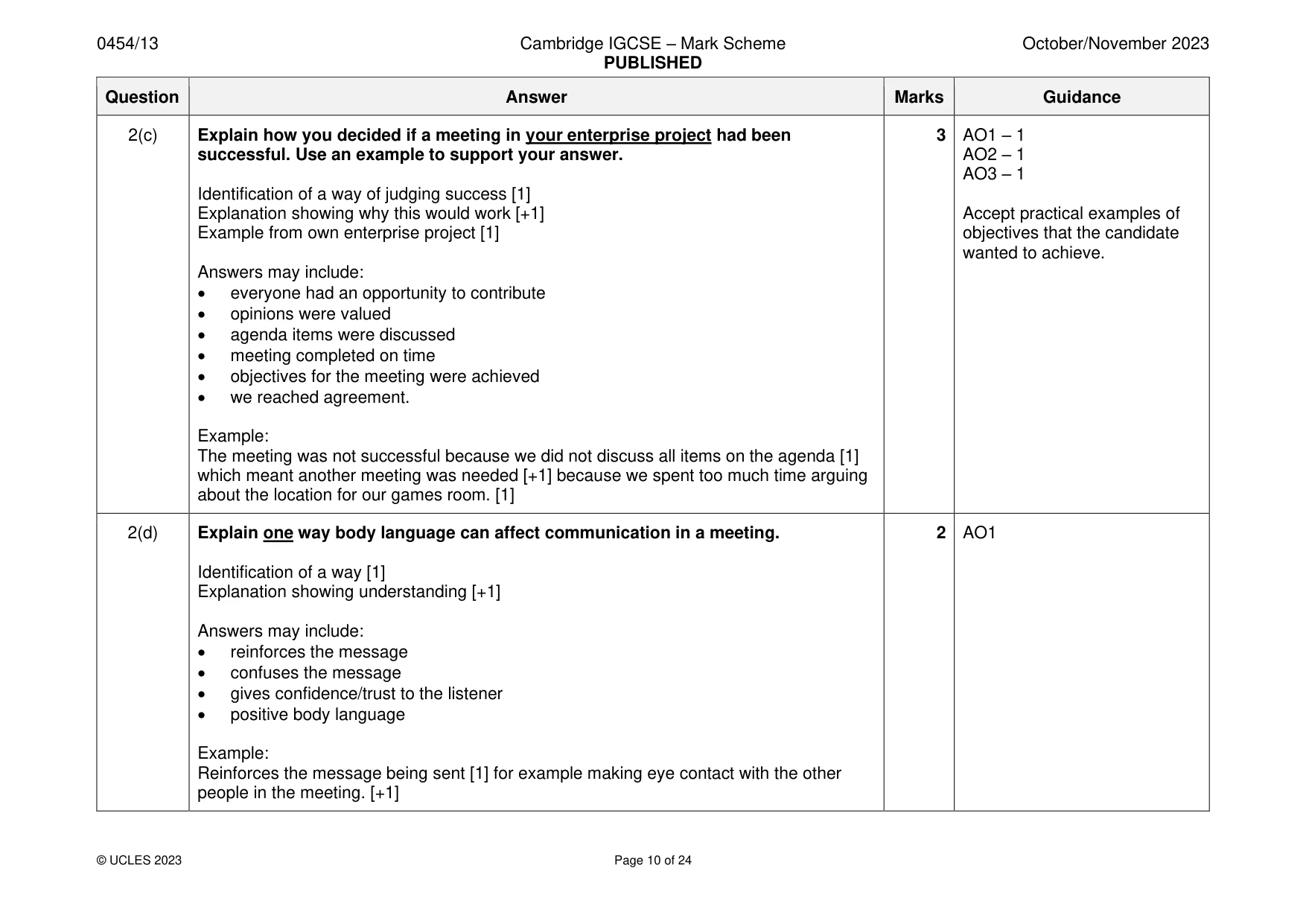 Mark scheme, page 10 of 24