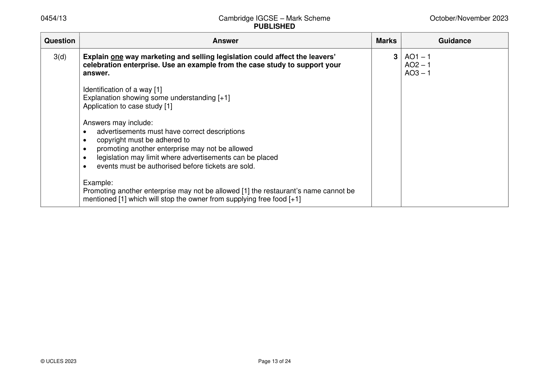 Mark scheme, page 13 of 24