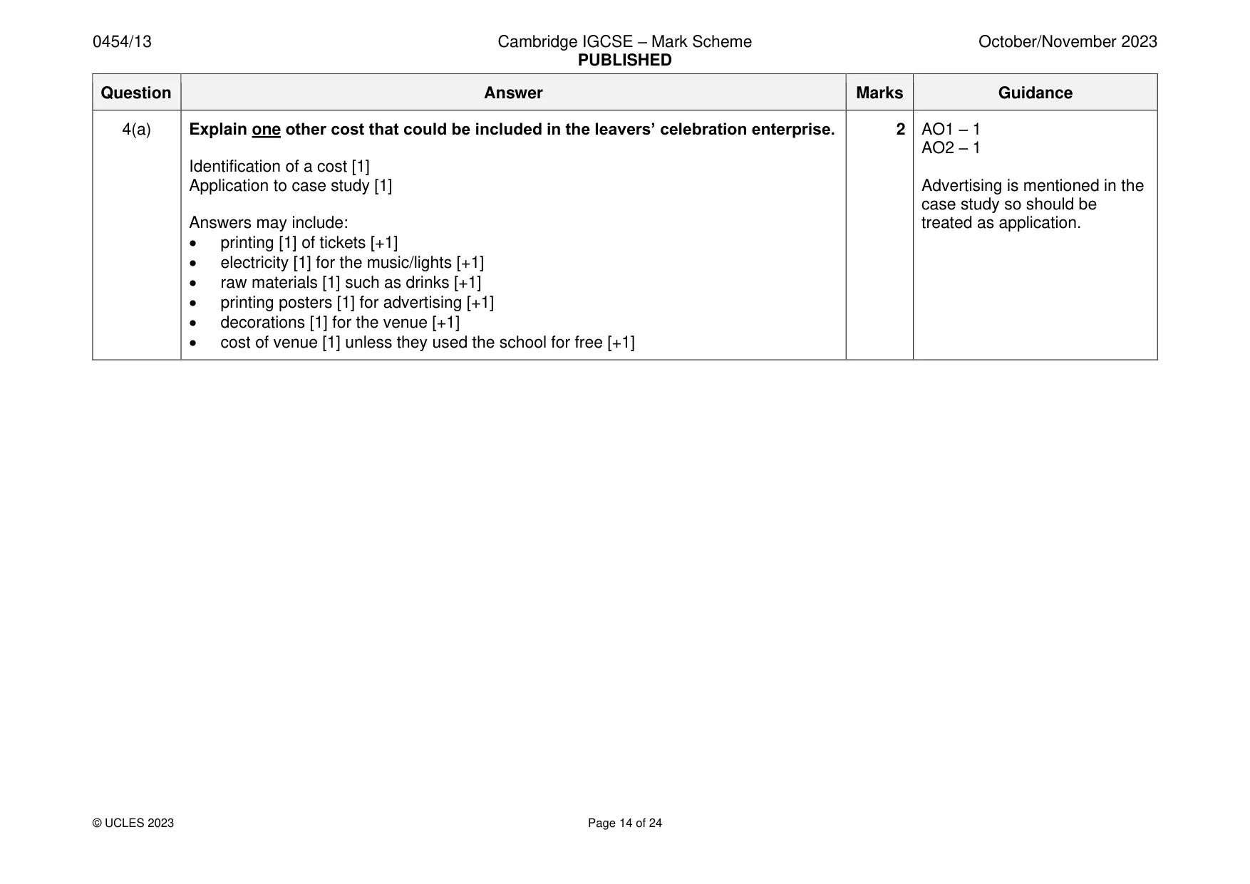 Mark scheme, page 14 of 24