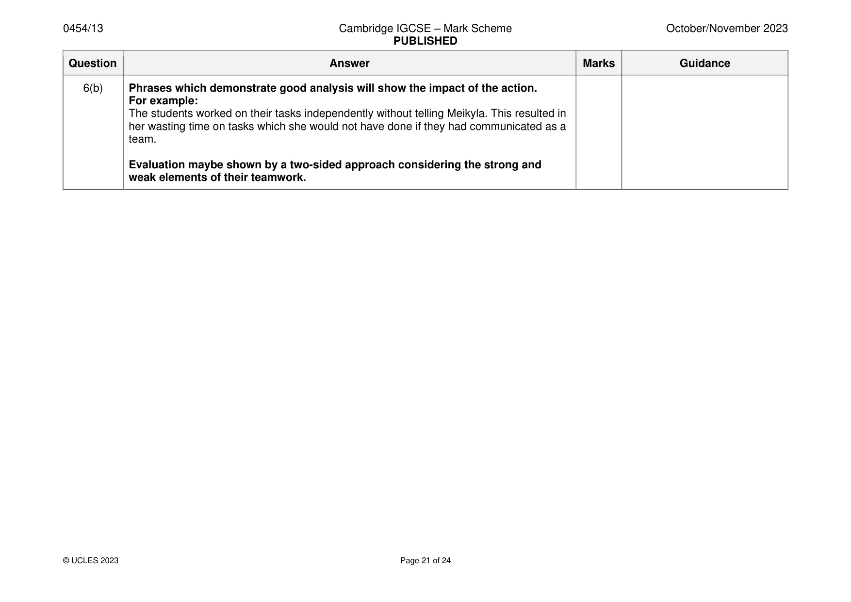 Mark scheme, page 21 of 24